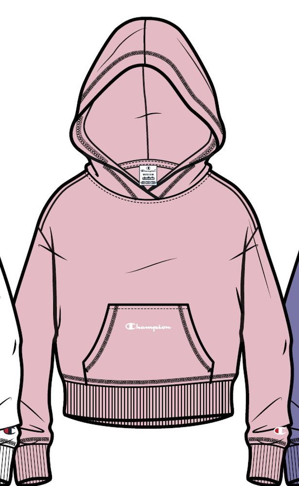 Champion Kapuzenpullover Freizeit (Baumwoll Hoodie) kleiner Schriftzug Print pink Mädchen