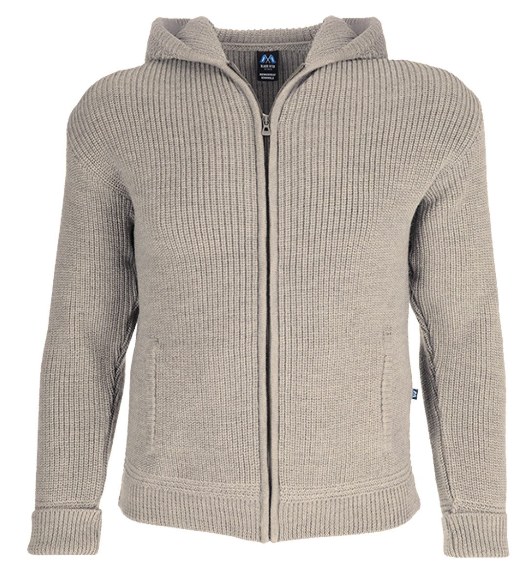 Blauer Peter Strickjacke aus Schurwolle mit Kapuze und Taschen günstig online kaufen