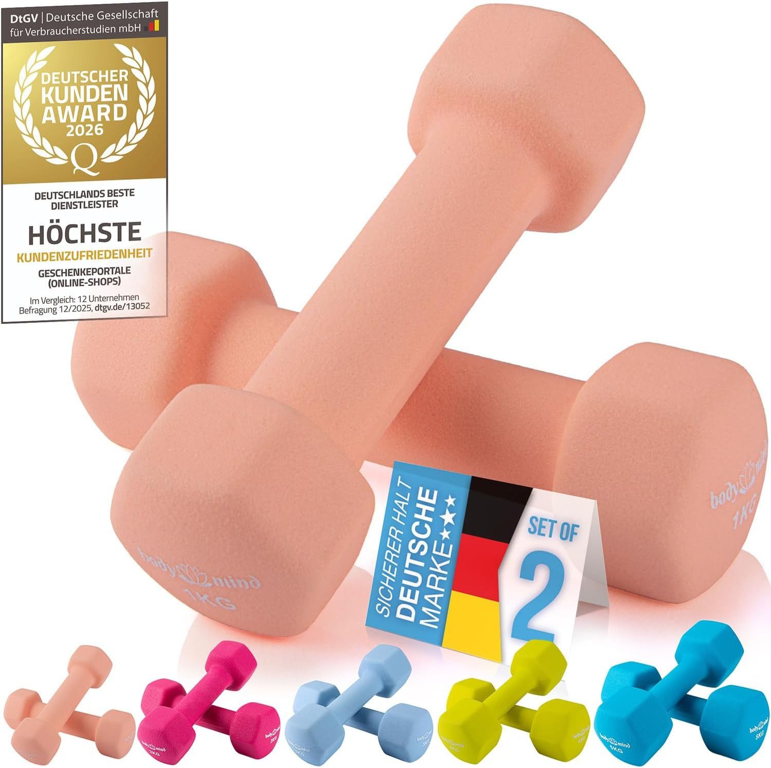 Body & Mind Hantel-Set BODY & MIND Neopren Hantel Set–Kurzhanteln für Fitness & Heimgebrauch, (Dumbbells, Effektives Krafttraining), Fitness Workout für Zuhause