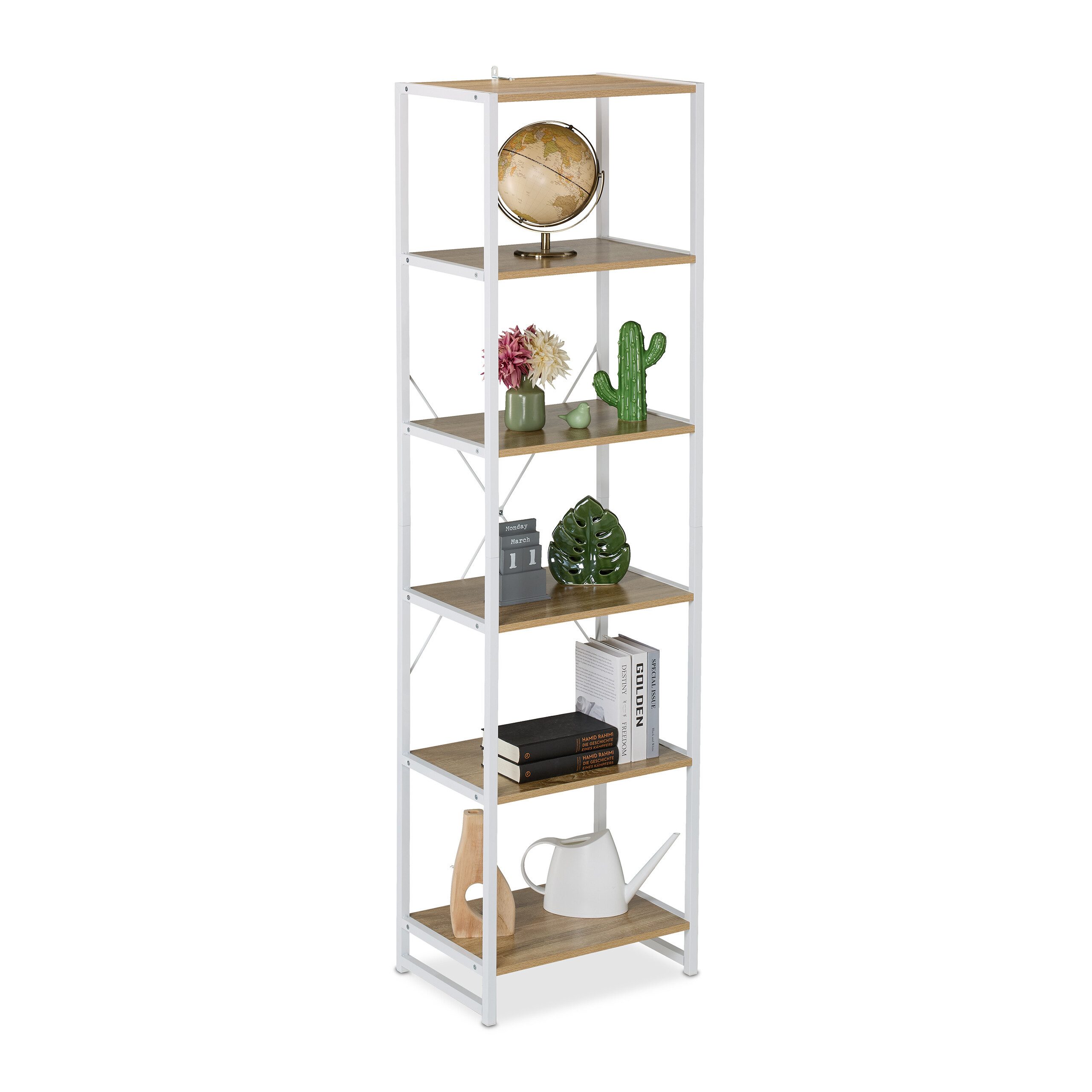 relaxdays Standregal mit 6 Ebene, Holzoptik-Weiß günstig online kaufen