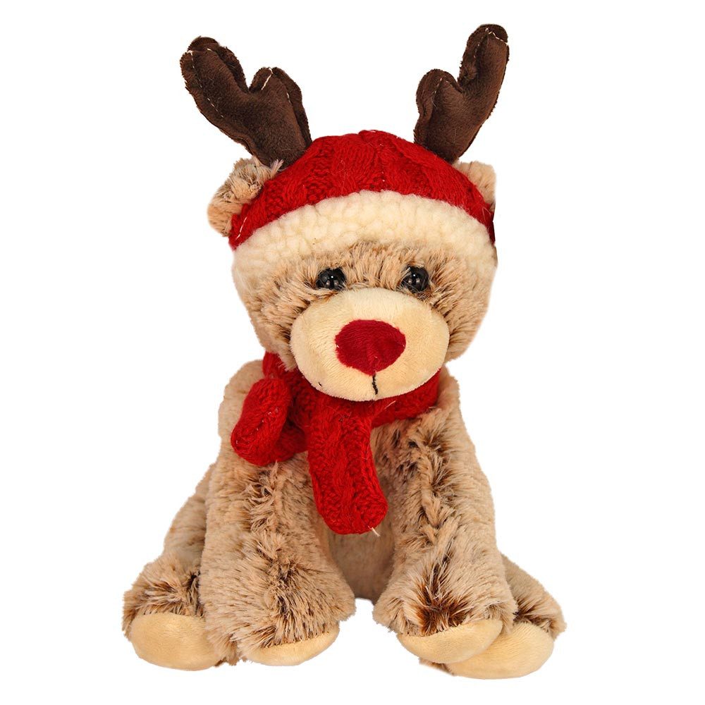 BEMIRO Tierkuscheltier Weihnachtsteddy mit Rentierohren in braun