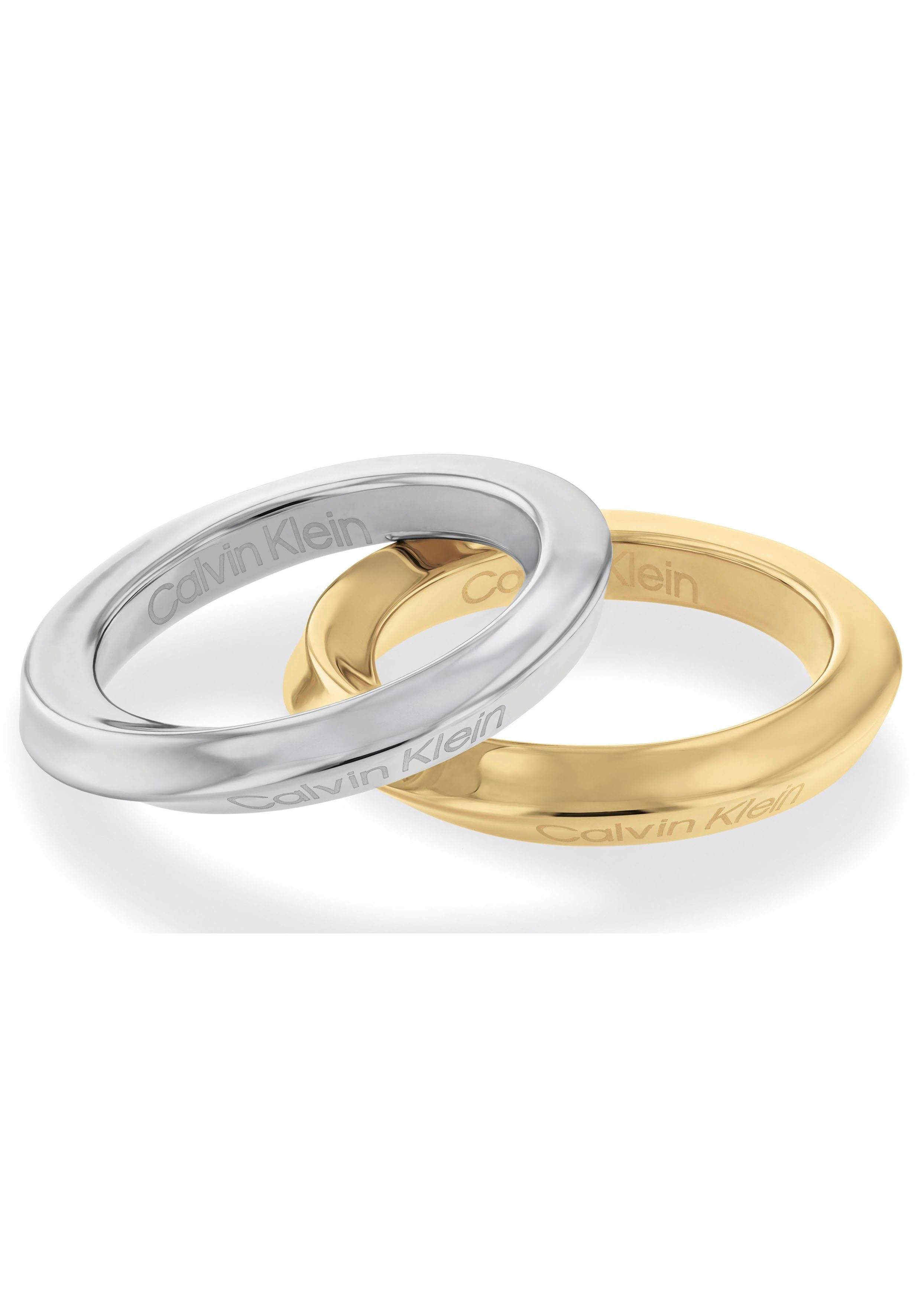 Calvin Klein Fingerring Schmuck Edelstahl Fingerring Damenring SCULPTURAL (Set, 2-tlg)