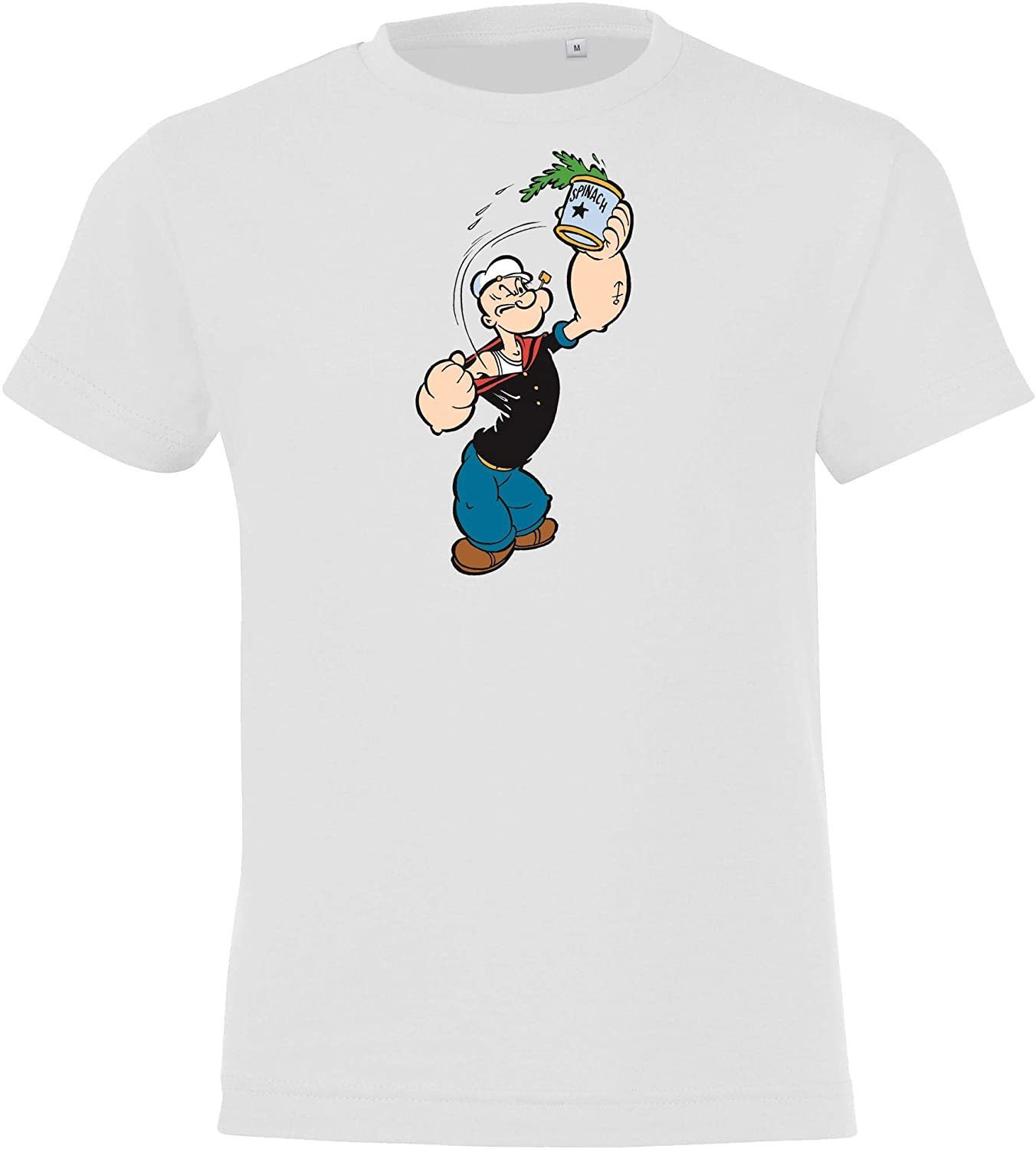 Youth Designz T-Shirt Weiß Front Print Popeye Kinder T-Shirt trendigem Modell Mit