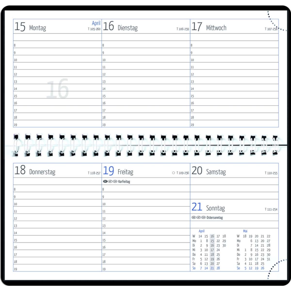 GÜSS Kalender Schreibtischkalender Tischkalender 17x8cm 1 Woche/2 Seiten schwarz 2026