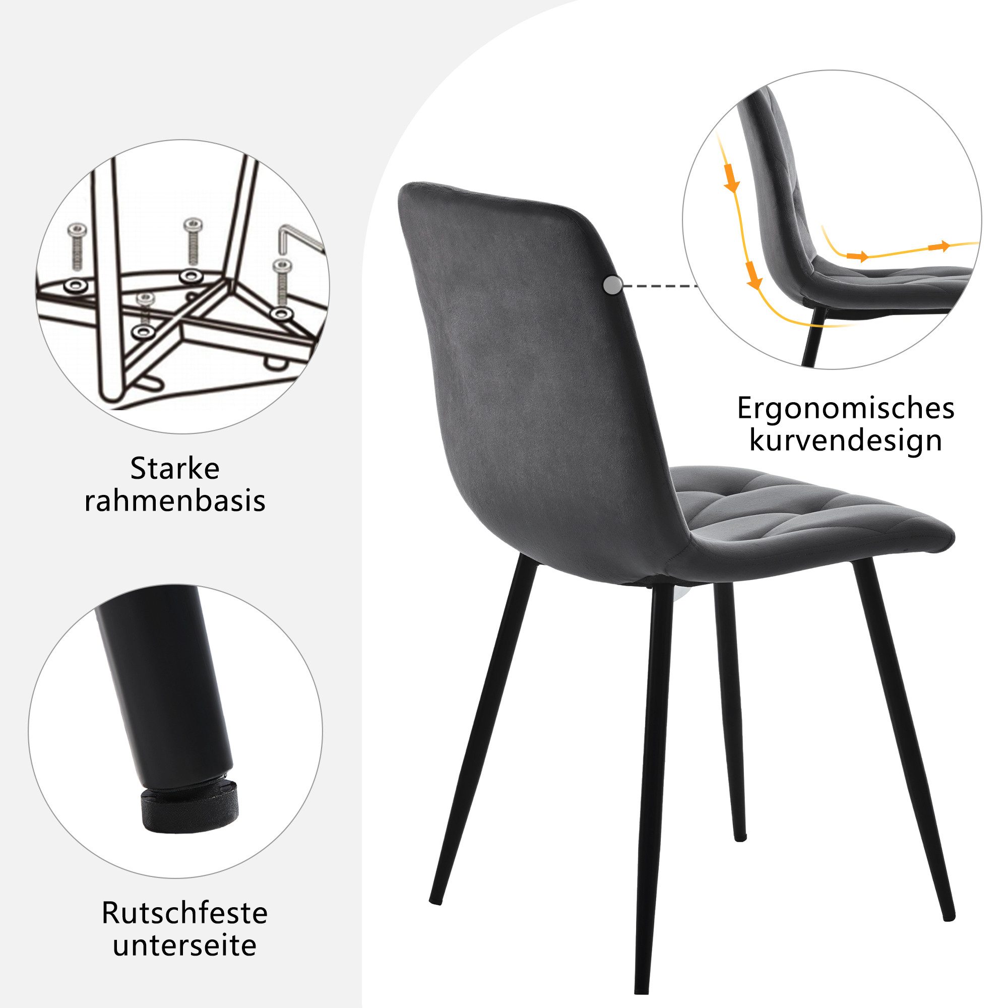 i@home Esszimmerstuhl 4er-Set Polsterstuhl Design Stuhl,Twill günstig online kaufen