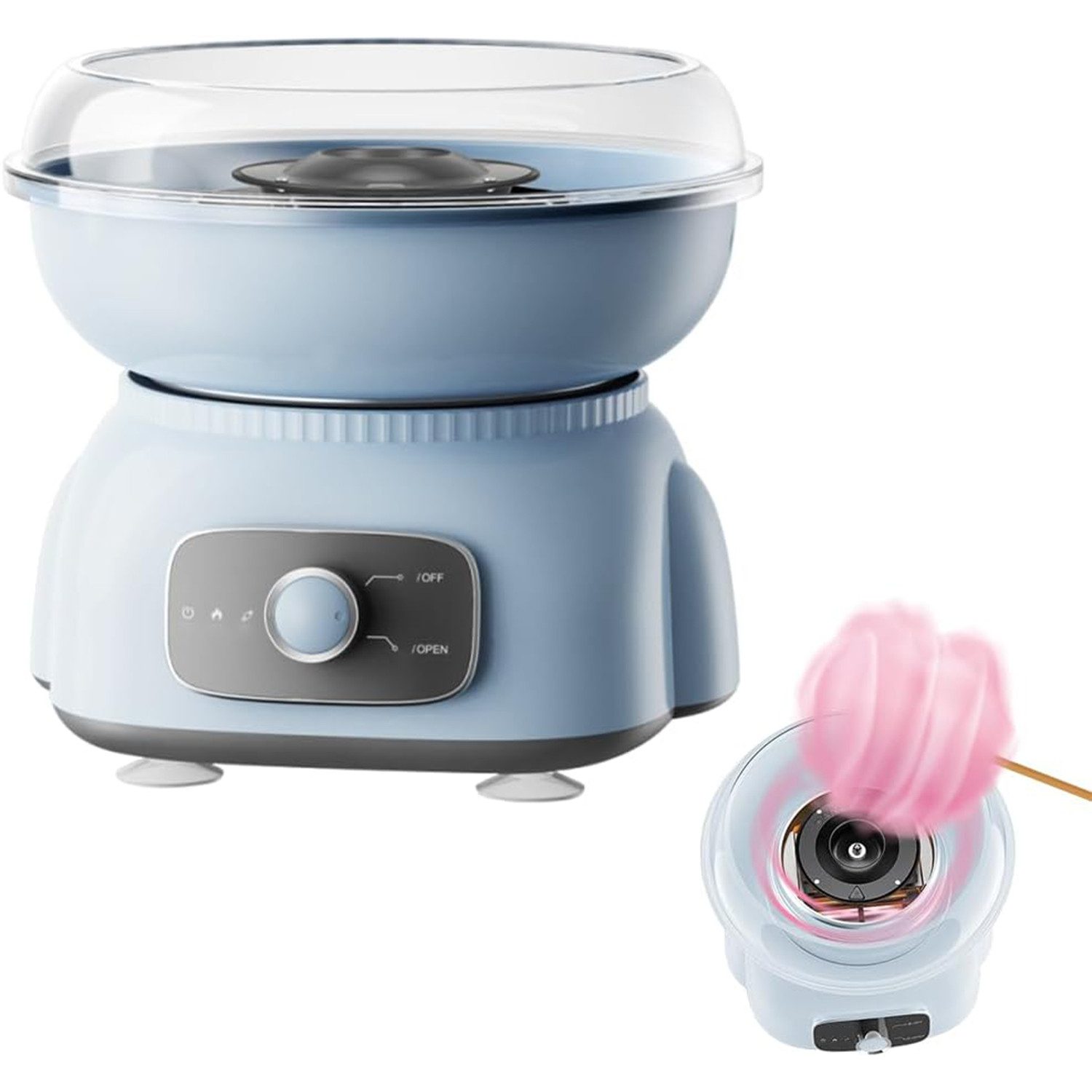 STANBOW Zuckerwattemaschine Professionelle Marshmallow-Maschine für bunte Zuckerwatte, Edelstahl, 500W Motor, inkl. 10x Bambus-Stäbchen & Löffel für Kinderpartys