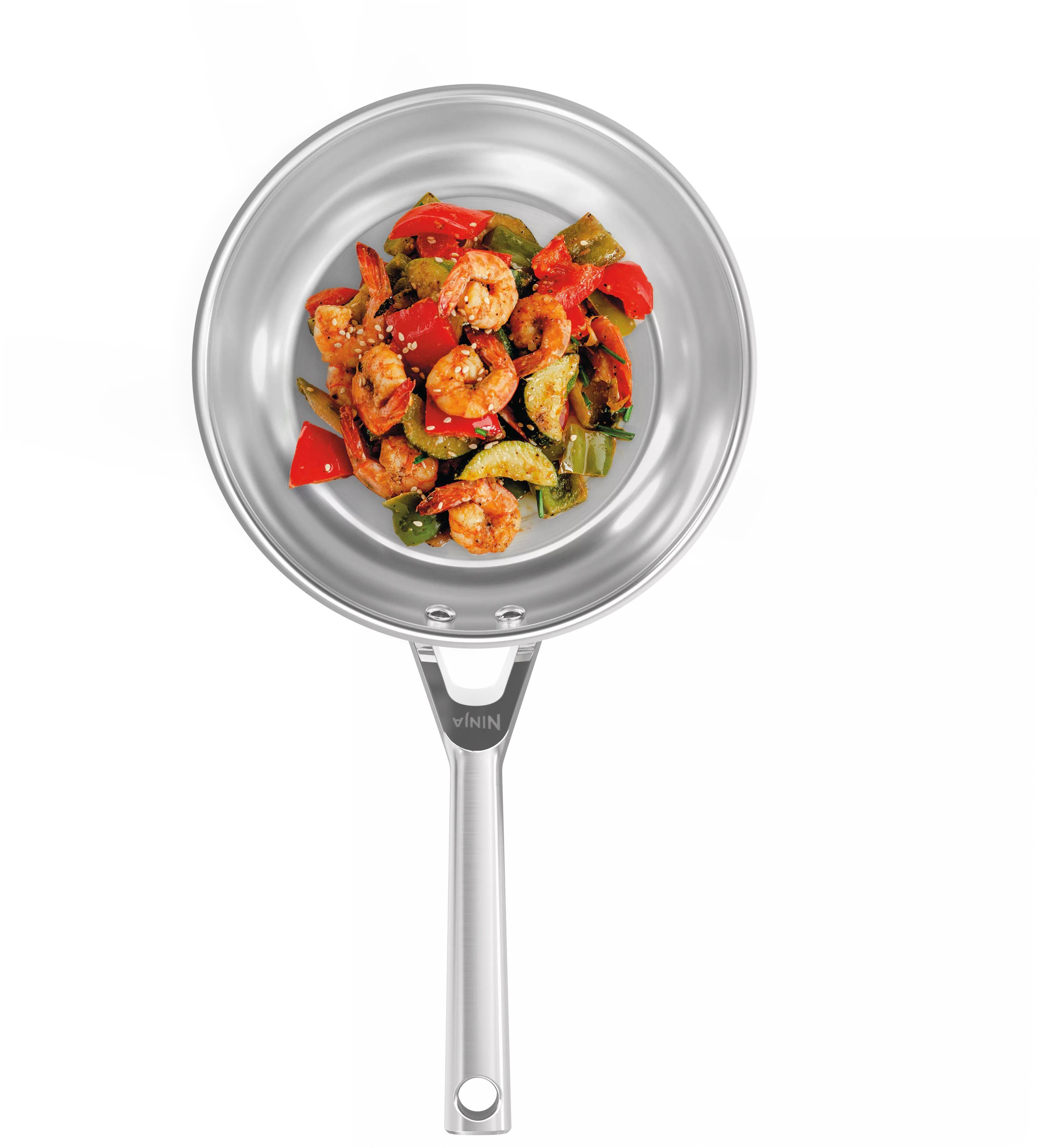 NINJA Bratpfanne Ninja EverClad Edelstahl-Pfanne C900DE, Edelstahl (1-tlg), Entwickelt für den Einsatz unter schwierigsten Kochbedingungen