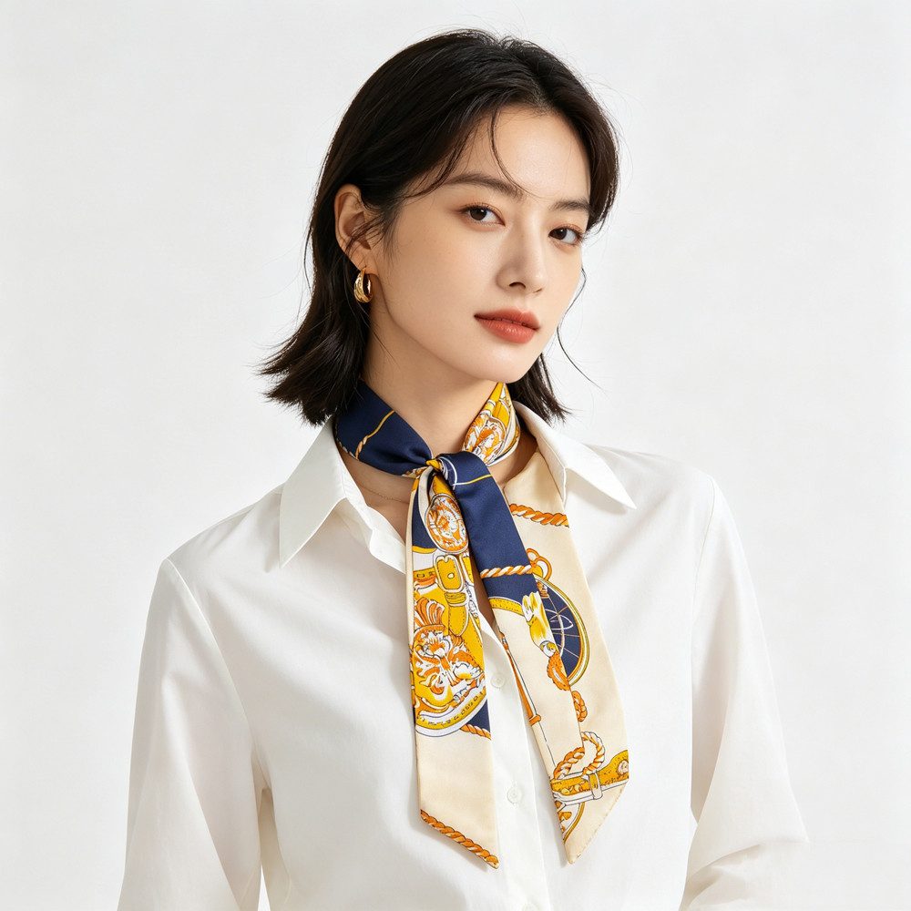 Zaewry Seidentuch Eleganter Seidenschal Damen als Halstuch oder Haarband, Polyester, Damengeschenk 90 x 4 cm