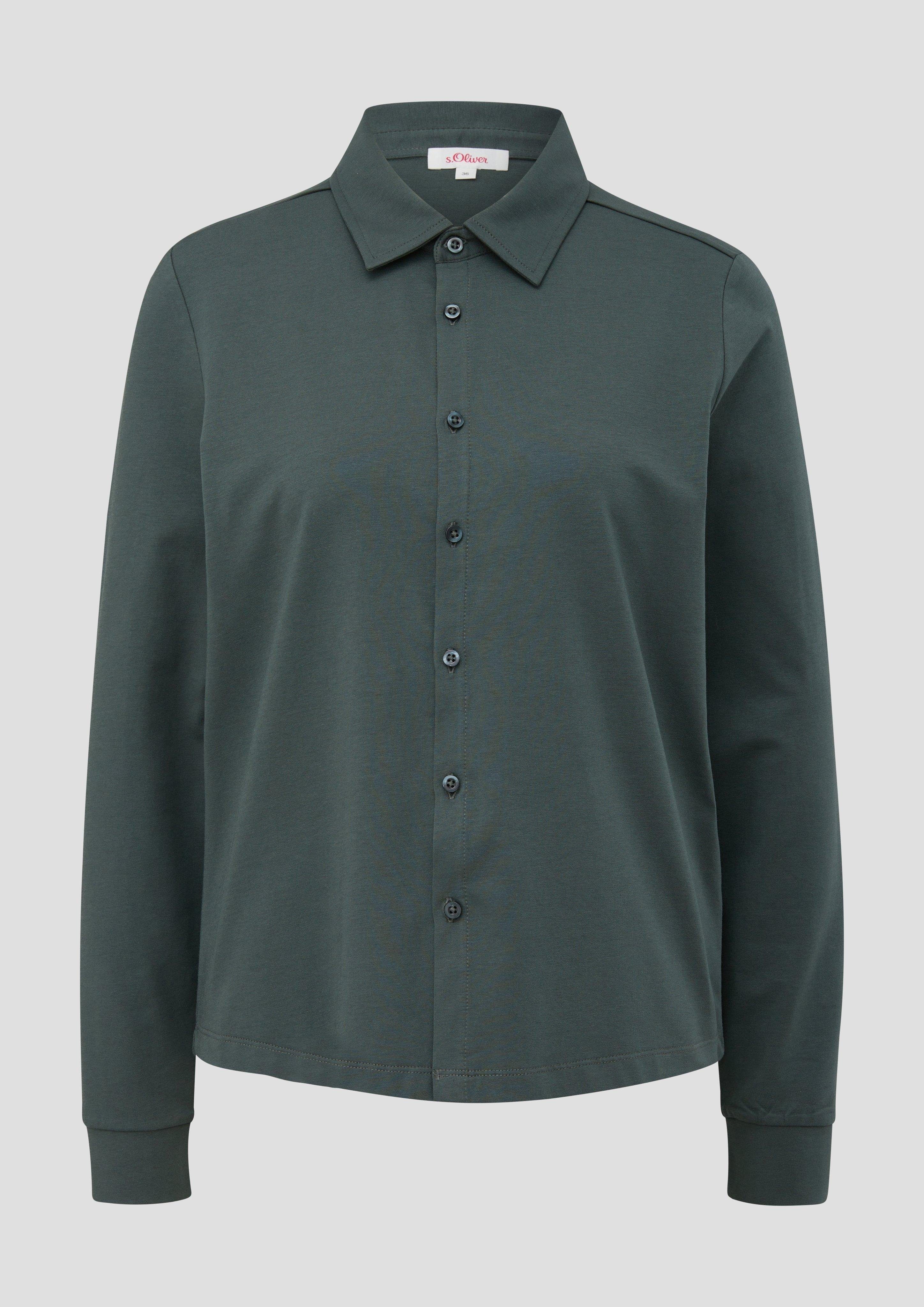 Bluse aus olivgrün Baumwollstretch Langarmshirt s.Oliver