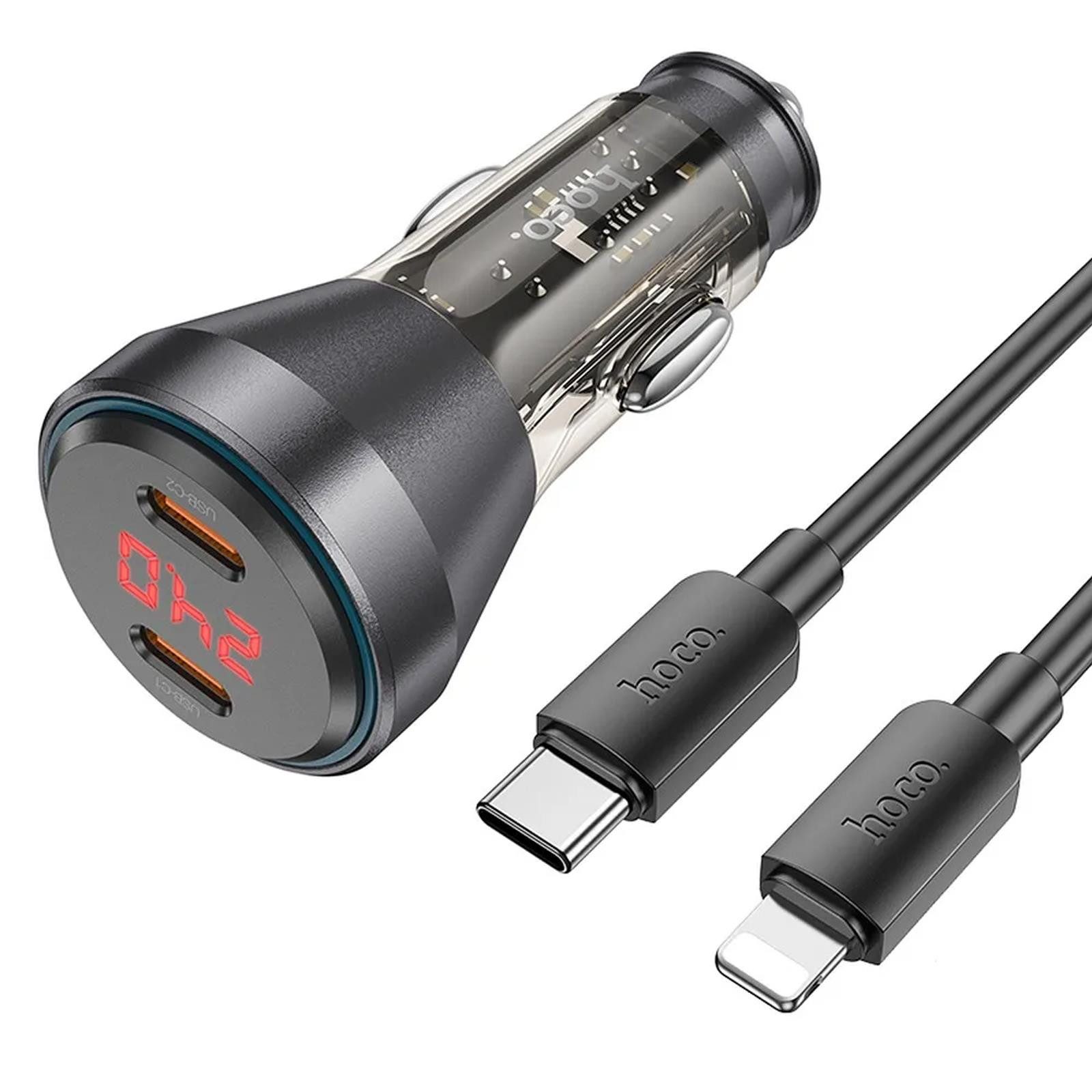 hoco. NZ12C Lightning Smartphone-Ladegerät (3000 mA, KFZ Dual USB Lade Stecker Zigarettenanzünder Charger Lightning Kabel)