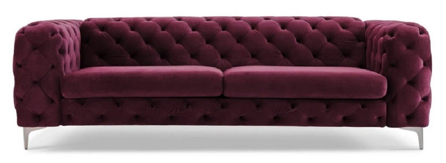 JVmoebel Chesterfield-Sofa Luxuriöses Burgundes Sofa Couch 3-Sitzer Europe Textilmöbel Chesterfield in Neu, Made