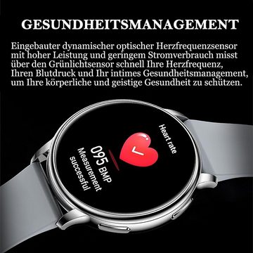 findtime Smartwatch (1,32 Zoll, Android IOS), Gesundheits Fitnessuhr Whatsapp Funktion Pulsuhr Digitale Armbanduhr