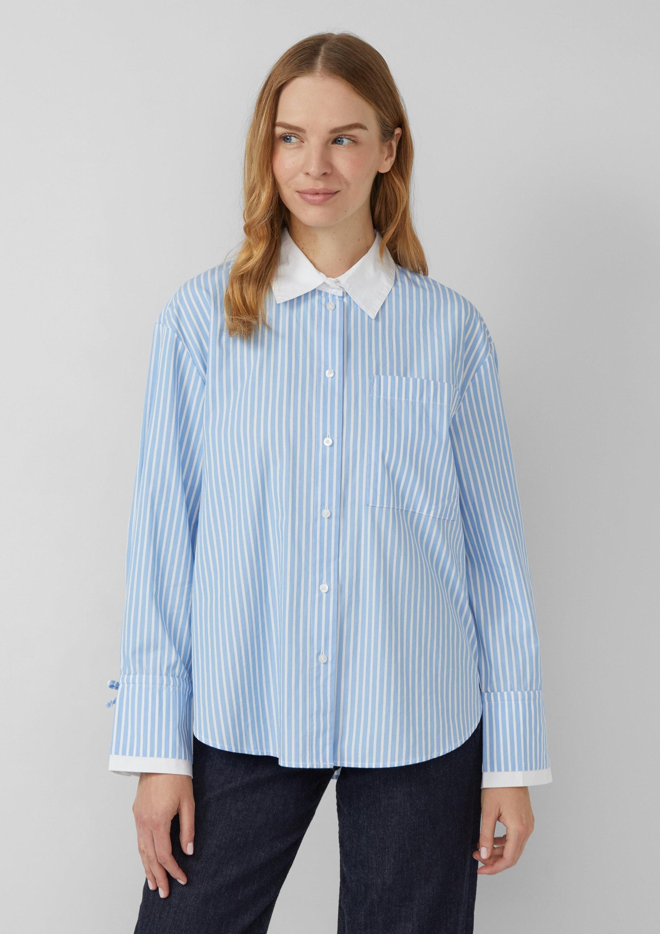 s.Oliver Langarmbluse Bluse Popeline-Bluse im Relaxed Fit mit Manschetten-D günstig online kaufen