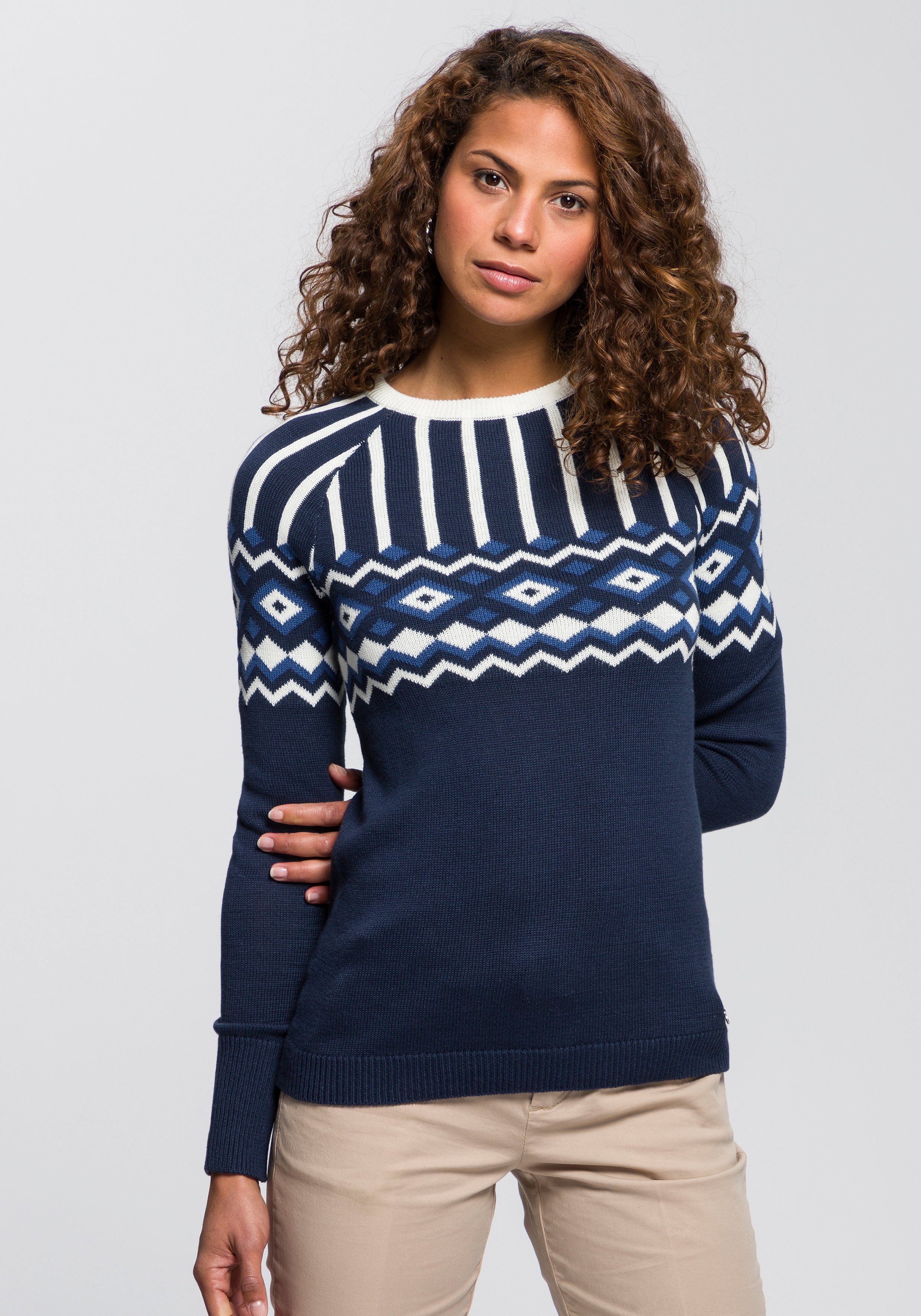 mit Farbvarianten AJC verschiedenen marine-hellblau-offwhite in Jacquardpullover Norwegermuster