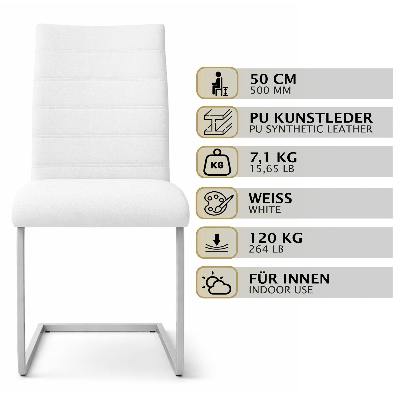 HAGO Esszimmerstuhl 2er Set Esszimmerstühle Freischwinger Polster Küchenstuhl Hochlehner