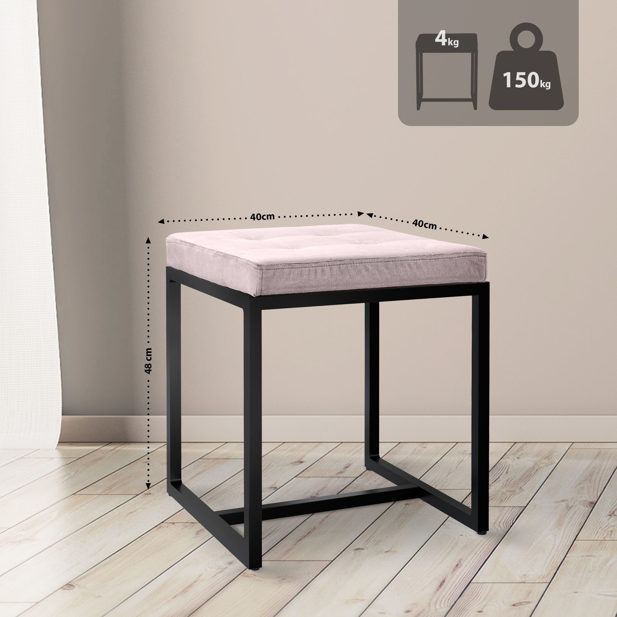 TPFLiving Sitzhocker Elvion (Elegante Sitzbank mit weichem Samtbezug, Stabi günstig online kaufen