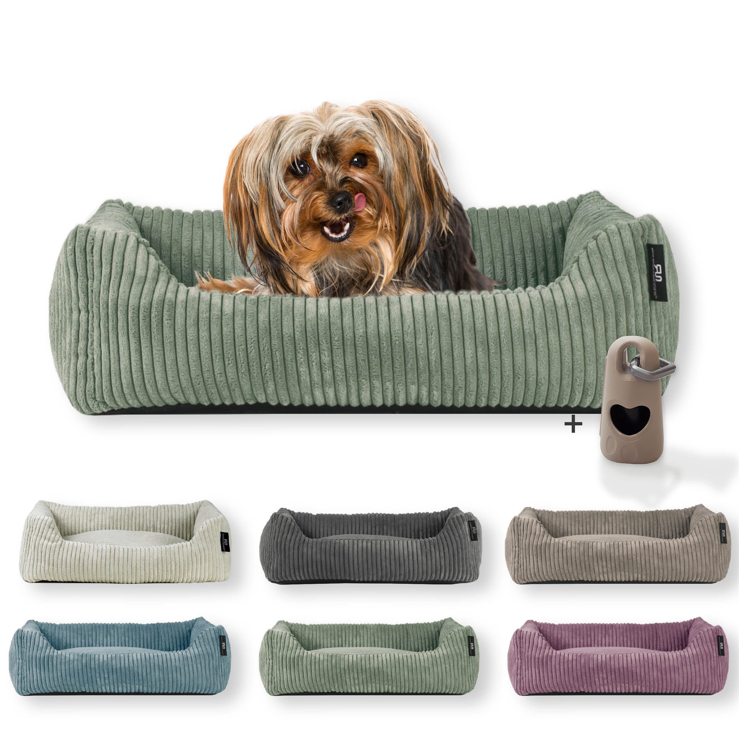 Rohrschneider Tierbett Hundebett Hundekorb Cordstoff, inkl. Gassibeutel