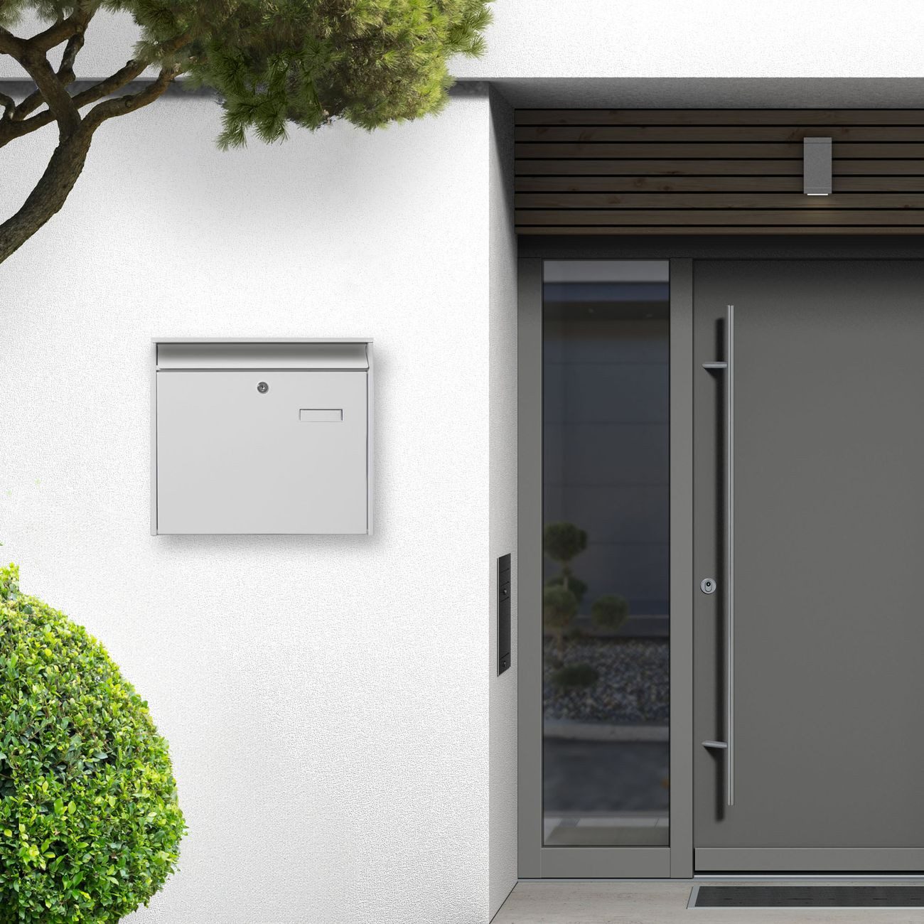 banjado Wandbriefkasten Stahl (pulverbeschichtet, witterungsbeständig, Norm EN 13724), 32 x 36 x 10cm