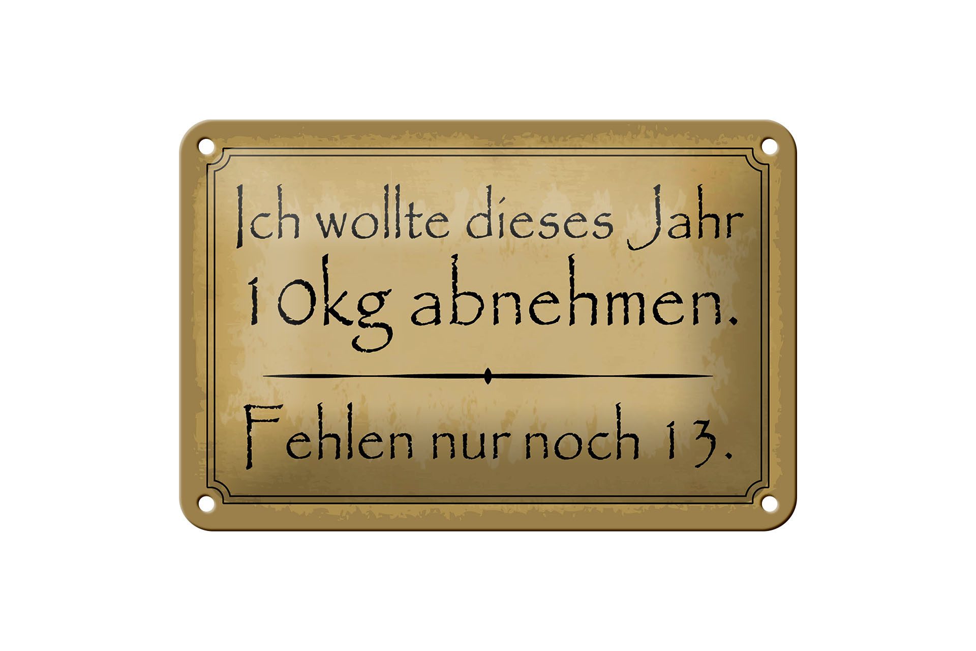 Femer GmbH Metallschild Spruch 12x18 cm 10 kg abnehmen fehlen nur noch 13, (1 St), gewölbte Oberfläche, abgerundete Ecken, umgeschlagene Kanten