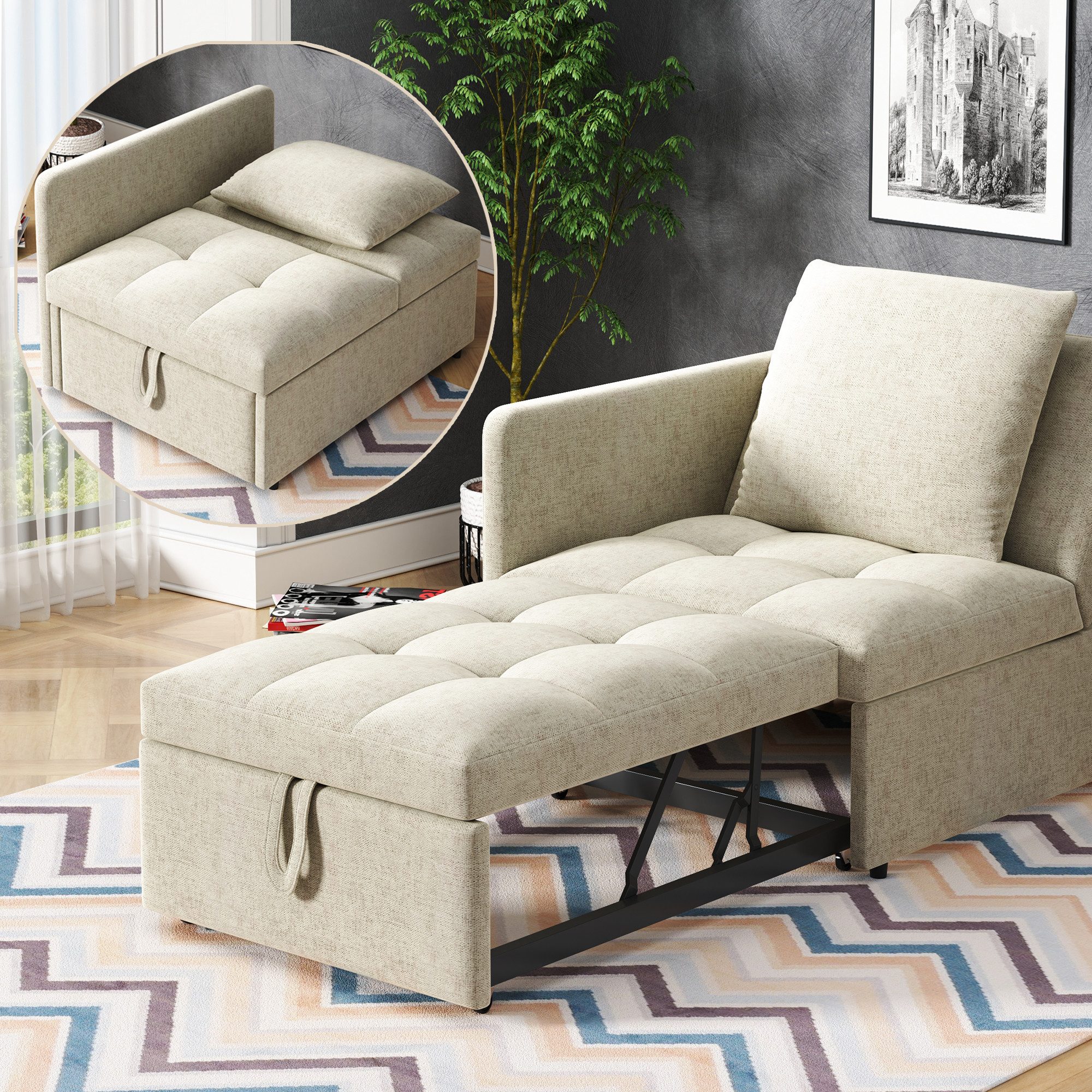 Merax Schlafsofa, Verstellbares Multifunktionsbett Daybett Sofa Tagesbett 1 günstig online kaufen
