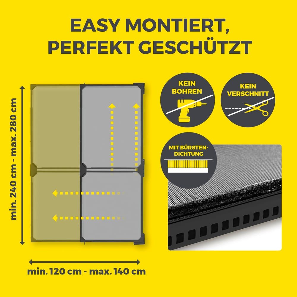 EASYmaxx Insektenschutz-Tür Moskitonetz Magic Fit 115x270cm anthrazit Schwingtür, Schutz vor Mücken Wespen Spinnen kein Bohren Kleben wettergeschützt – Bild 5 von 5