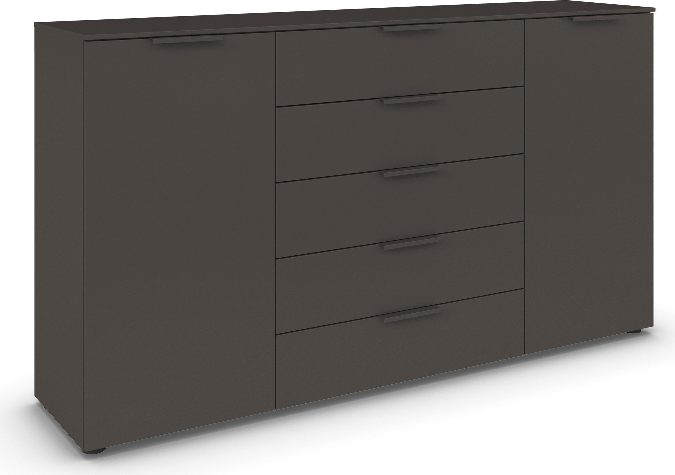 rauch Schubkastenkommode Flipp Schubladenkommode Wäscheschrank Schrank (Breite 160/180 cm mit 4 Einlegeböden), 2-türig mit 5 Schubladen und Soft-Close-Funktion in zwei Breiten