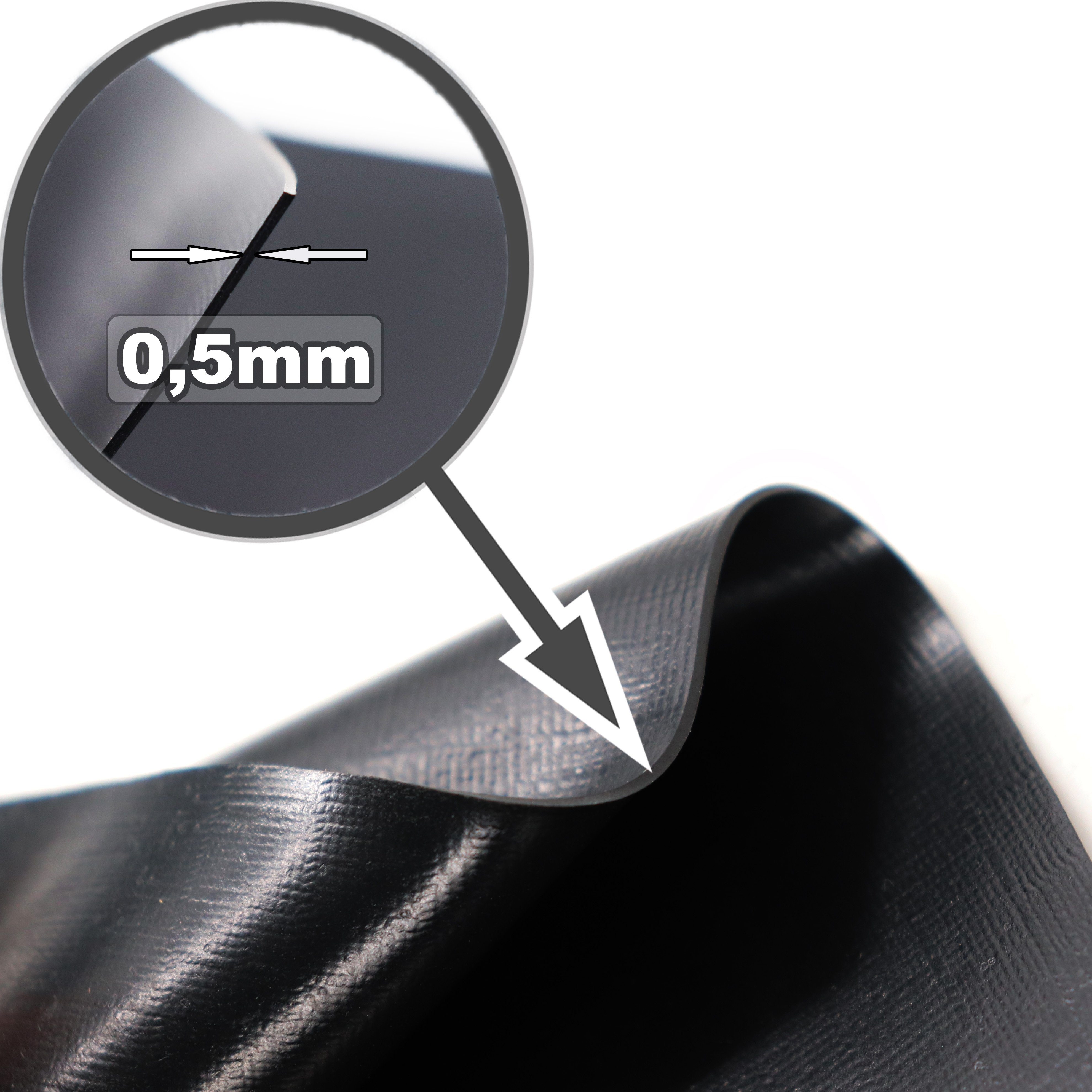 Aquagart Teichfolie Teichfolie PVC 7m x 8m 0,5mm schwarz Folie für den Gartenteich, Verkleben, (1-St)