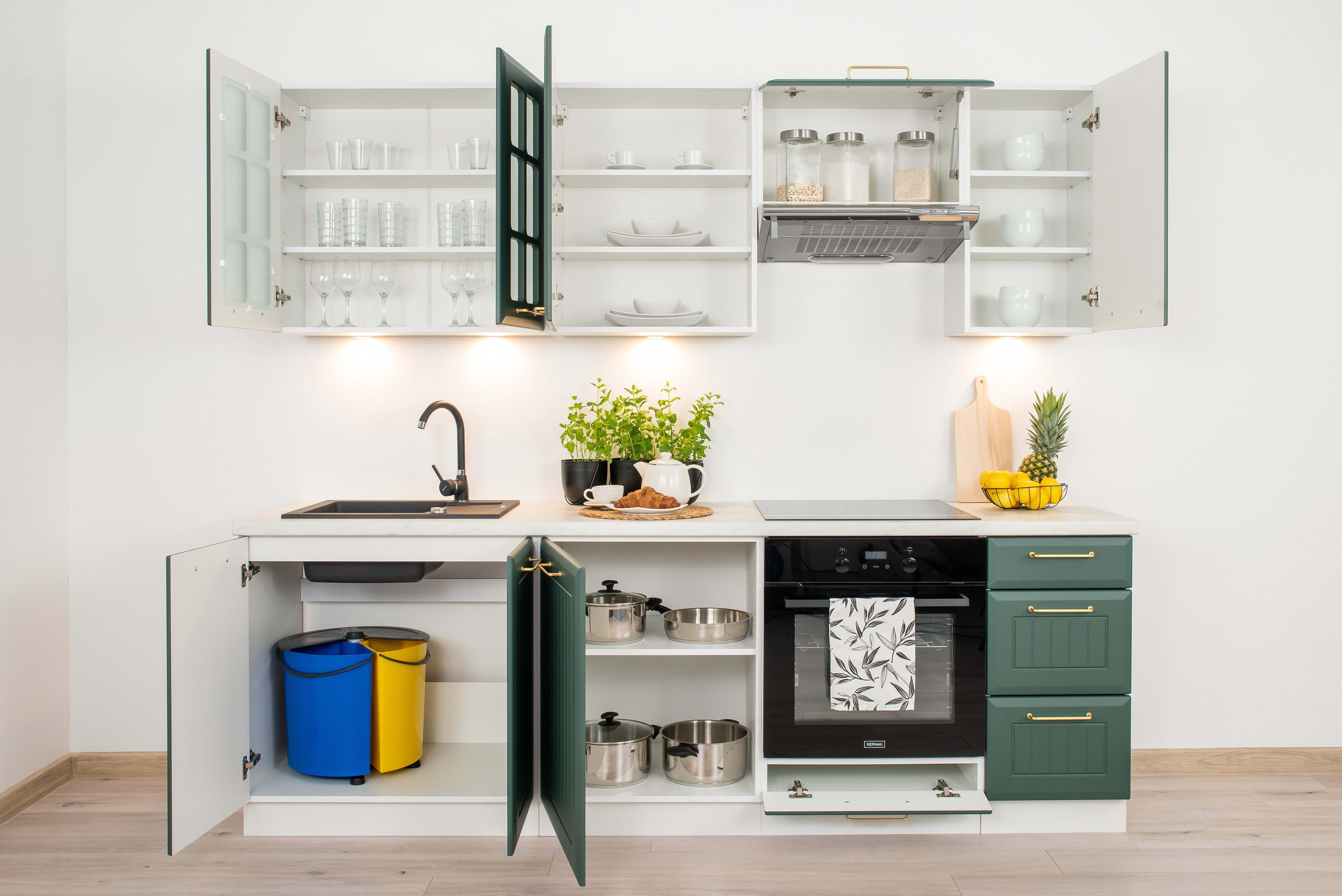ROYAL24_MARKT Küchenzeile KS2-G240 - Arvion - Kompakt & praktisch, (Küchenzeile), Top Materialien - Zeitloser Stil - Beste Verarbeitung
