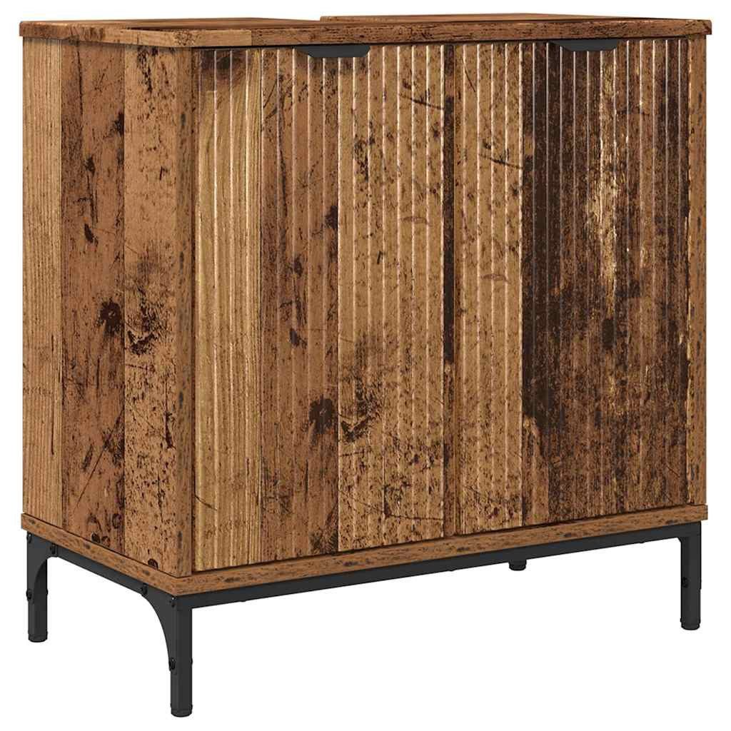 vidaXL Badezimmerspiegelschrank Badezimmer Waschbecken Schrank Altholz günstig online kaufen