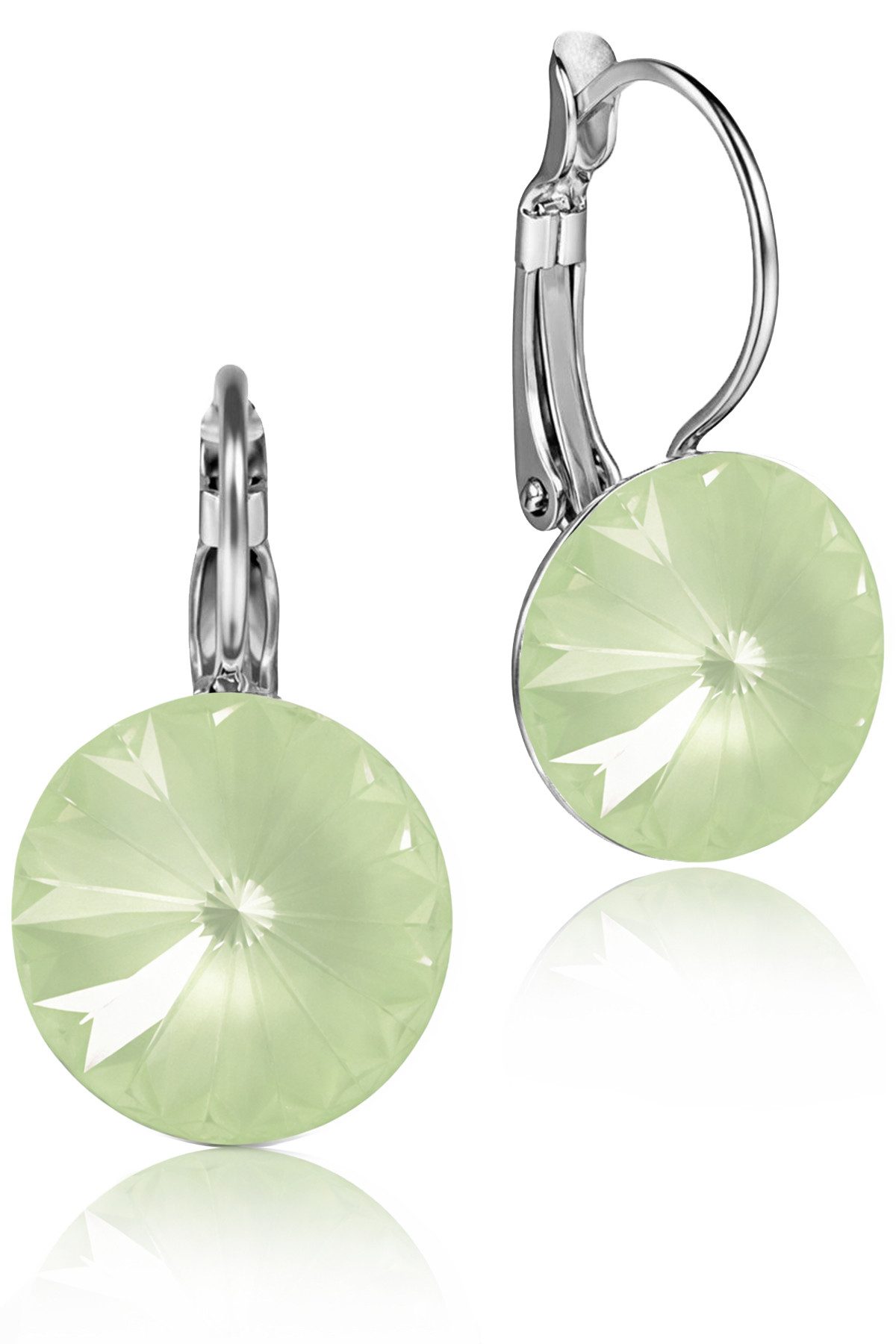 LUISIA® Paar Ohrhänger Silberne Ohrringe "Rivoli" mit 12 mm Kristallen von Swarovski® (2-tlg., inkl. Schmuckbox), Große Farbauswahl