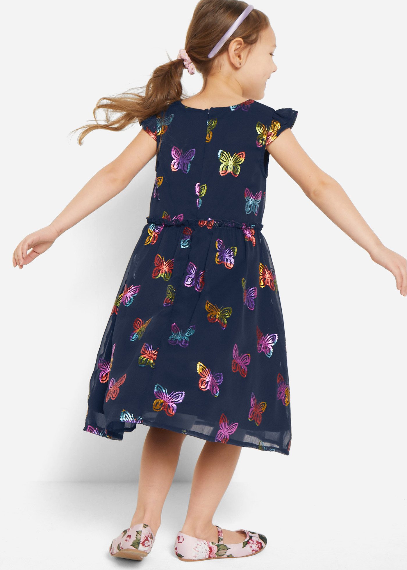 bonprix Chiffonkleid für eleganten Auftritt, Kurzarm-Design, aus Polyester, Regular Fit