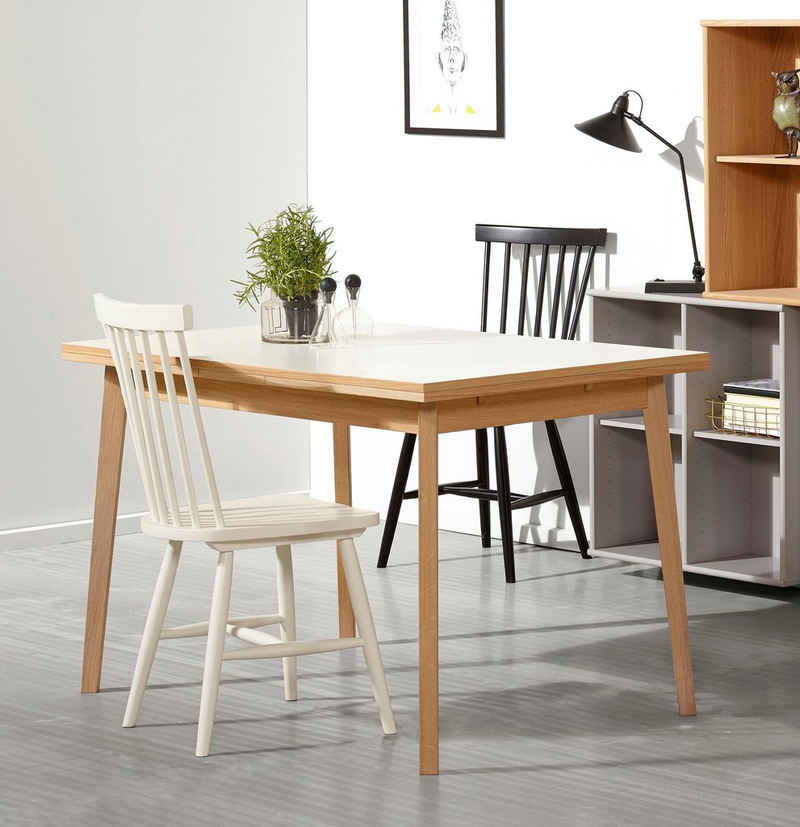 Hammel Furniture Esstisch »Single«, in zwei Breiten, Tischplatte aus weissem Melamin, Gestell aus Massivholz in zwei Farben