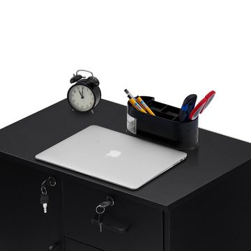 CLIPOP Aktenschrank Mobiler Aktenschrank mit 3 Schubladen (1er Set) 60x40x60cm abschließbar Büro-Rollschrank mit Rollen