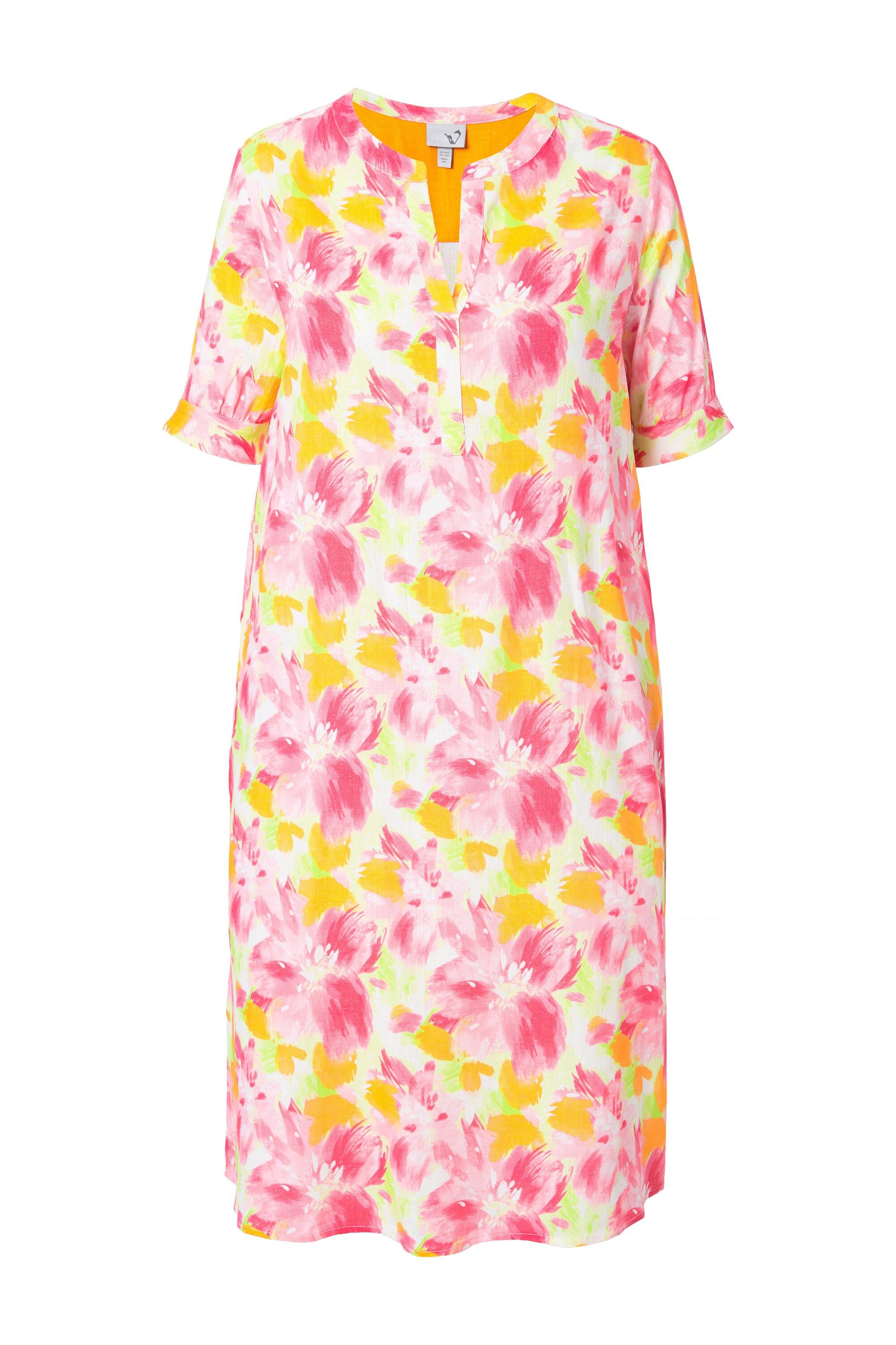 Ulla Popken Midikleid Tunikakleid Leinenmix Blüten günstig online kaufen