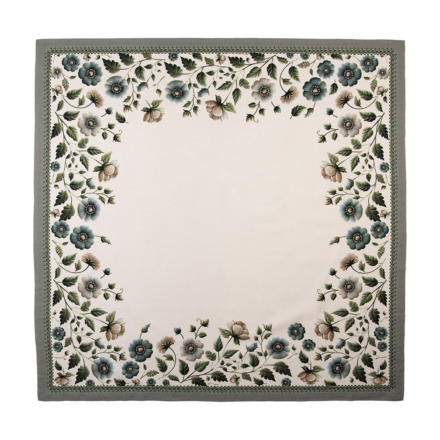 Clayre & Eef Tischdecke Gently Blooming (1-tlg, 1-teilig), quadratische Tischdecke Mitteldecke ca.100x100cm Baumwolle