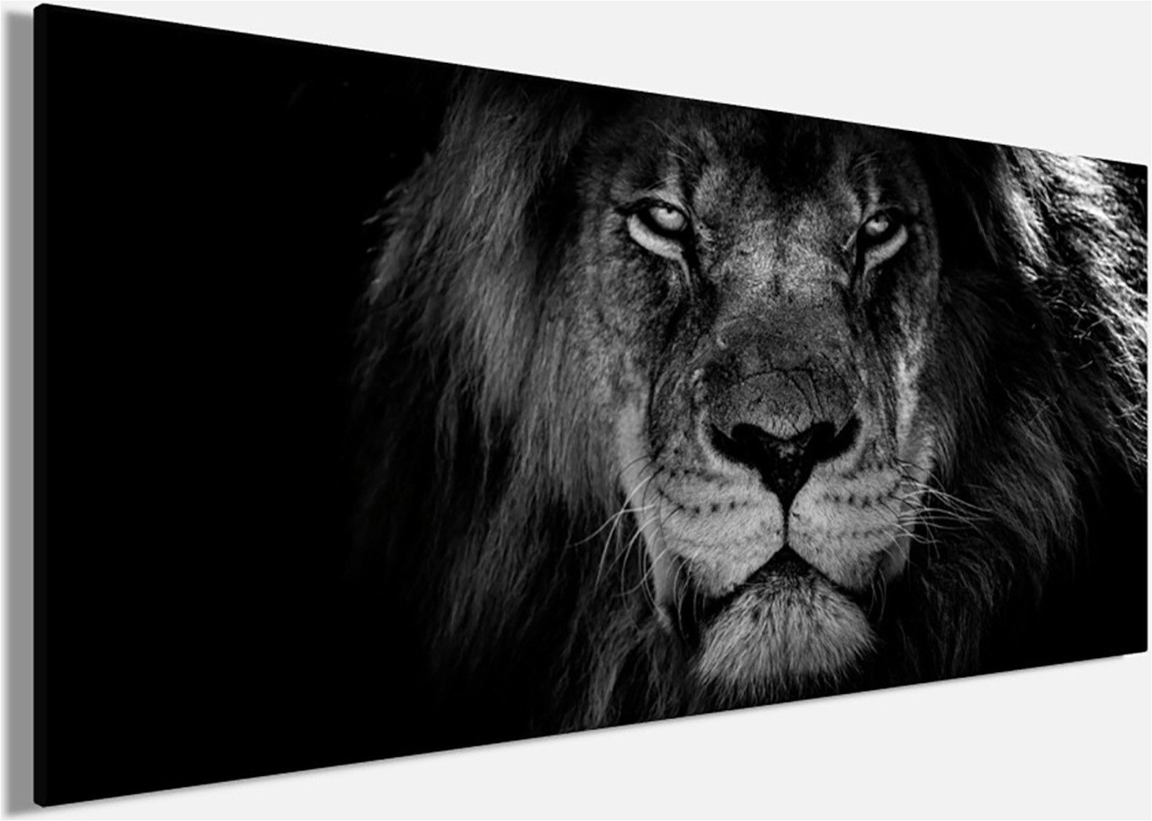 Bönninghoff Leinwandbild Wandbild LÖWENKOPF XXL 90x200 cm – Leinwandbild Keilrahmen Deko modern, Löwe, Löwen, Wildtiere (1 St), auf Keilrahmen gespannt
