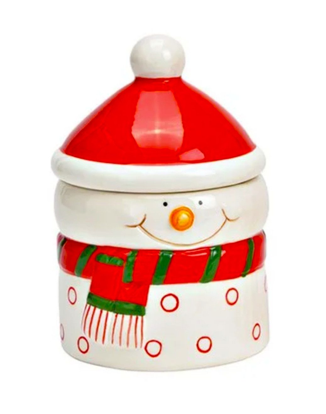 Wurm Keksdose Vorratsdose Keksdose Weihnachten Schneemann Rot Weiß Keramik 14 cm, Keramik, (2-tlg), Winterlich