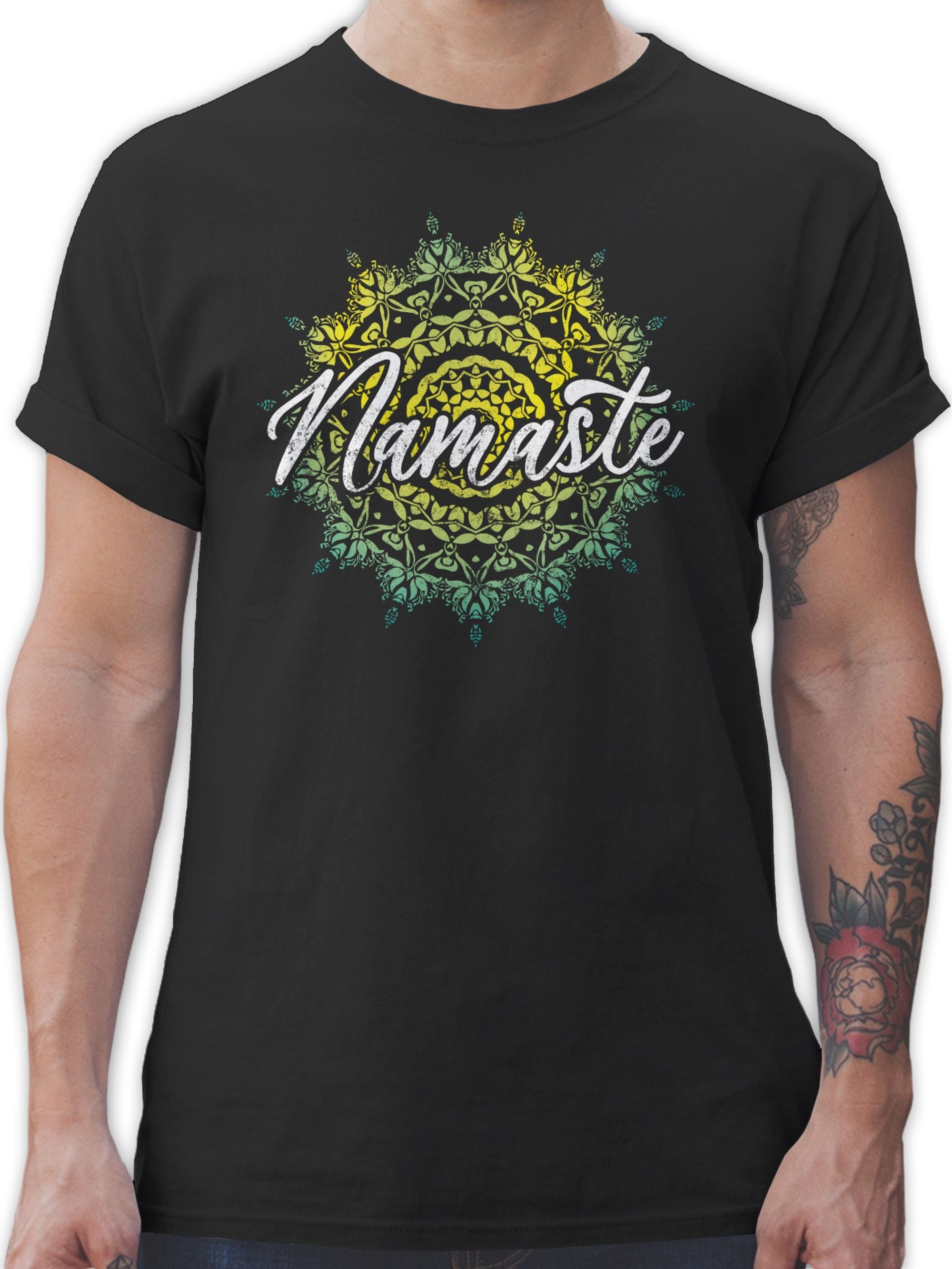 03 Schwarz Vintage Yoga Namaste Geschenk Wellness Shirtracer und T-Shirt