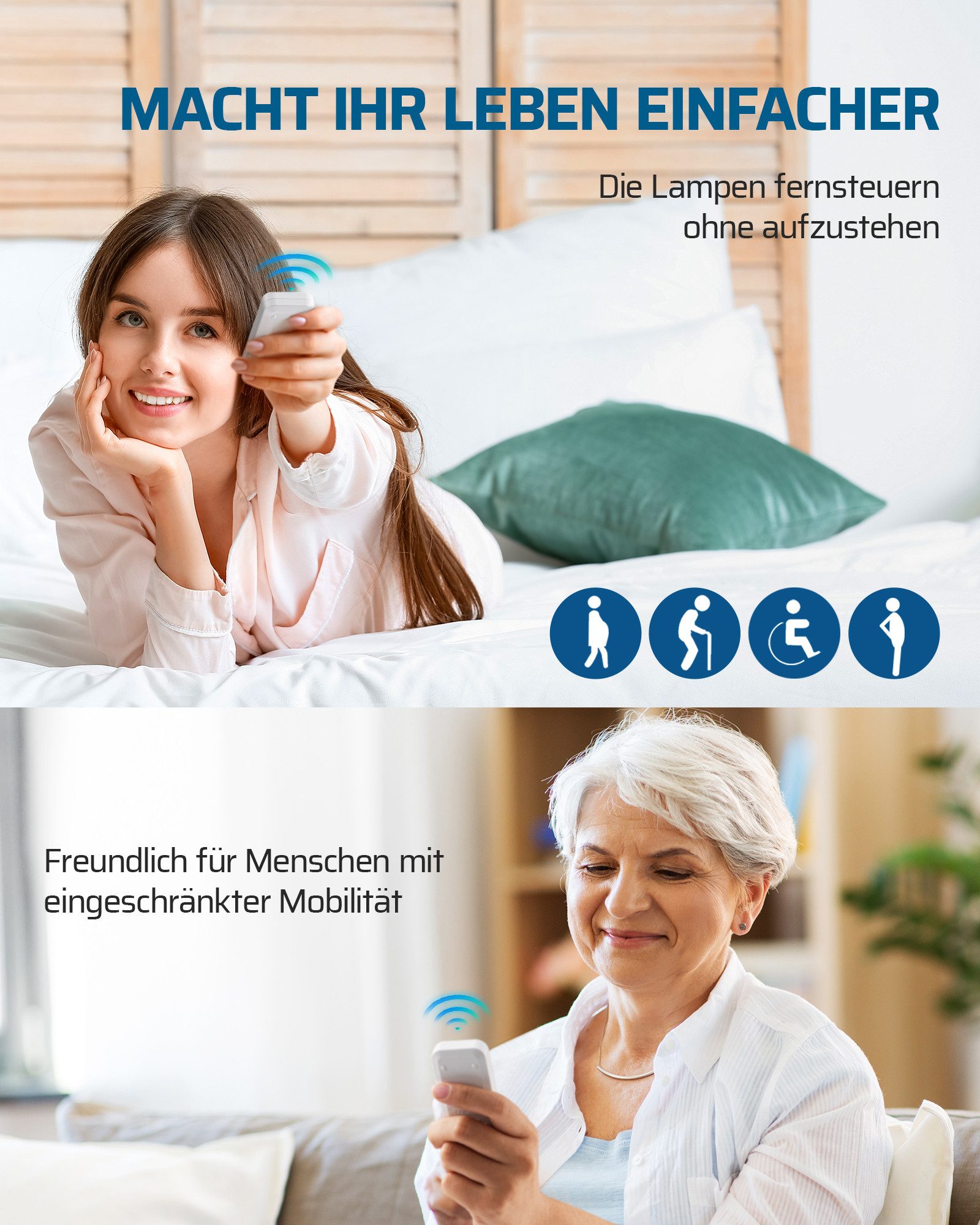 DEWENWILS Licht-Funksteuerung Funkschalter, 230V 10A 2300W, für Schlafzimmer, Innenraum, Wohnzimmer, Keller, Küche, Garage, 1-tlg., Kabelloser Wandschalter, 30m Reichweite, Keine Verkabelung, 433,92MHz