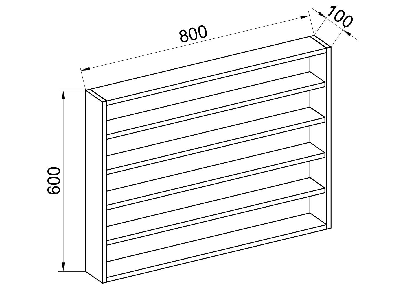 VCM Hängeschrank Esaldi L B. 80 x T. 10 x H. 60 cm Wandhängender Stauraum für Geschirr und Vorräte, Küche und Wohnbereich – Bild 4 von 4