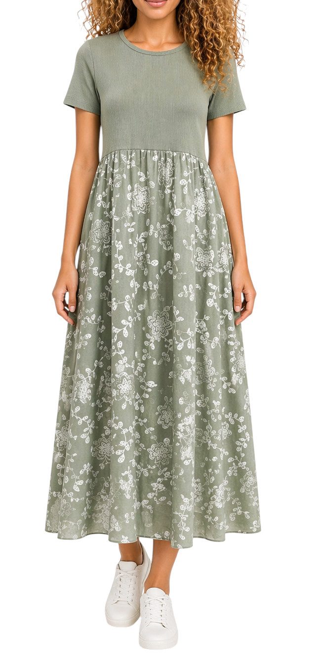 Mississhop Jerseykleid Damen Sommerkleid mit floralem Muster – Gr.(S/M)