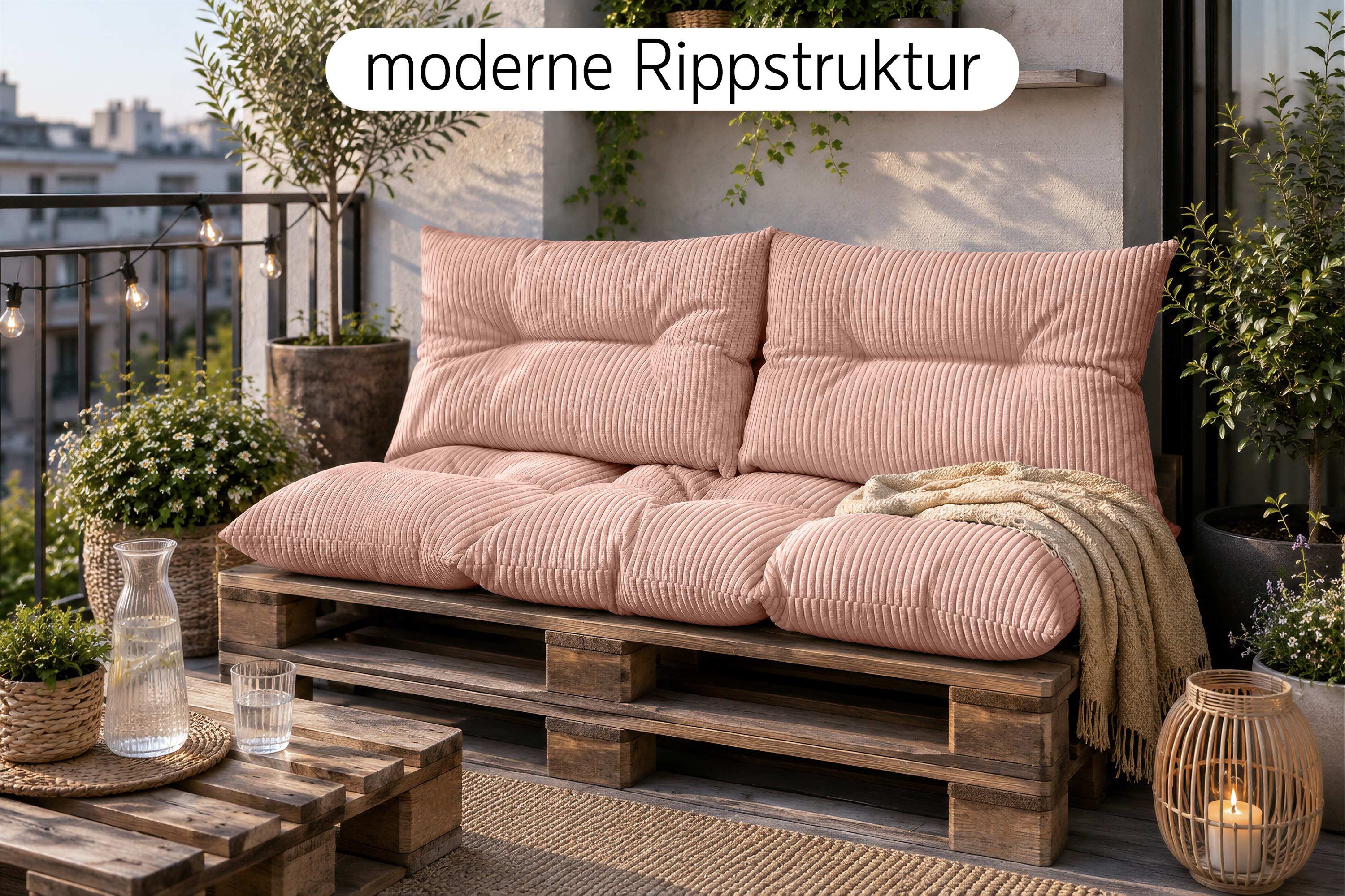 Amilian Palettenkissen Palettenauflagen Set 3-tlg., 120x80 cm + 2x 40x60 cm, für Palettenmöbel, Balkon, Terrasse und Wohnbereich