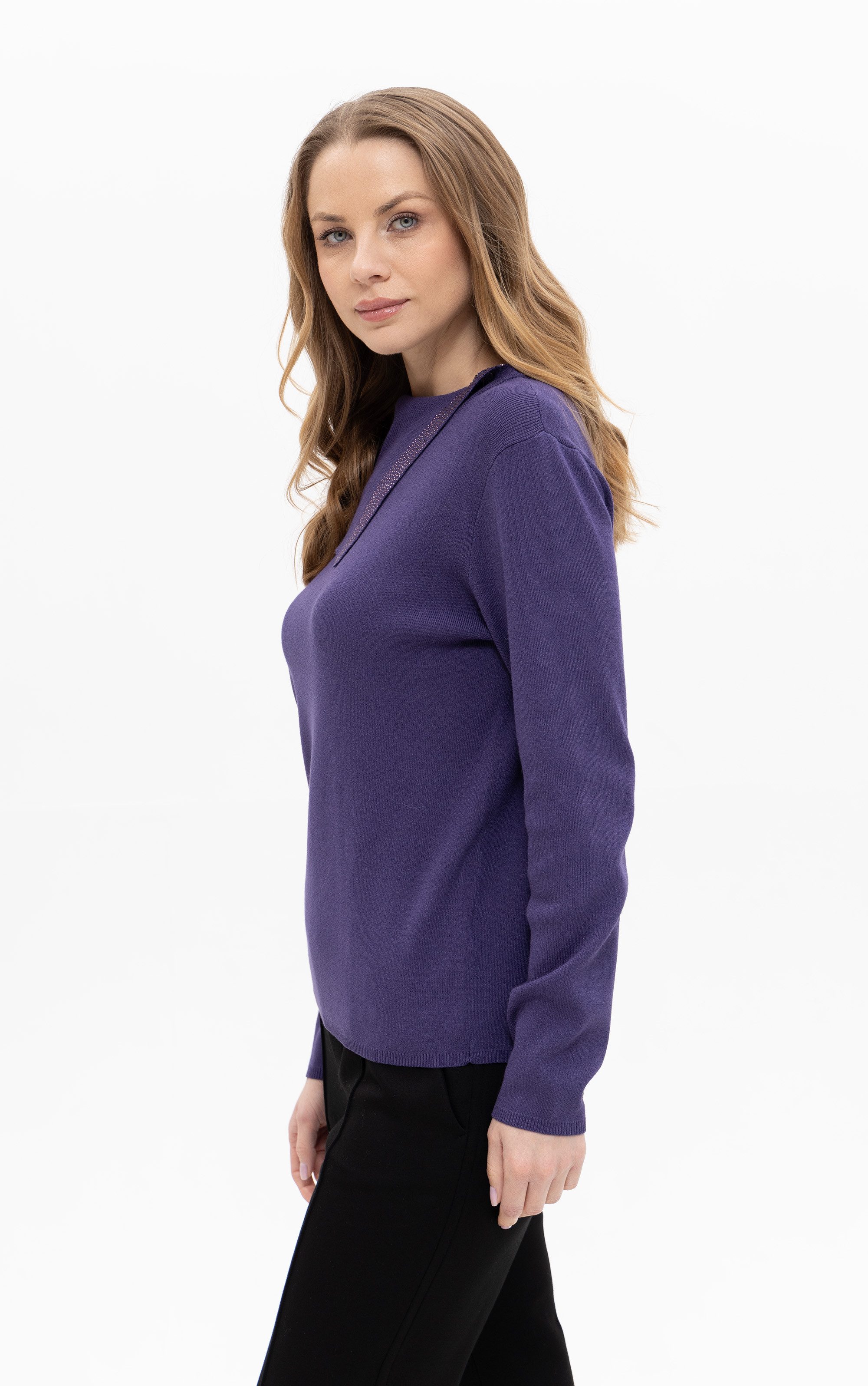 Passioni Strickpullover mit Umschlagkragen