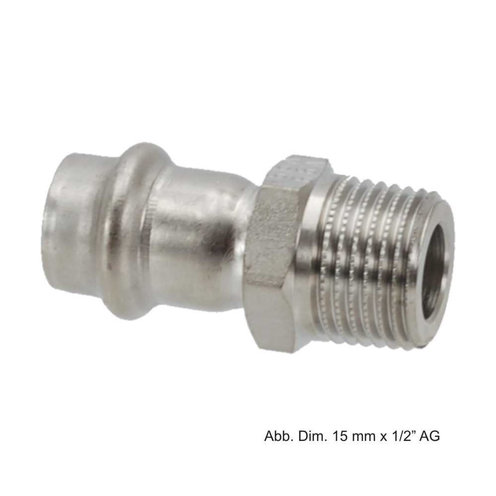 Wasserrohr Viega Sanpress Inox Übergangsstück mit AG, Modell 2311, 42 mm x 1 1/2"
