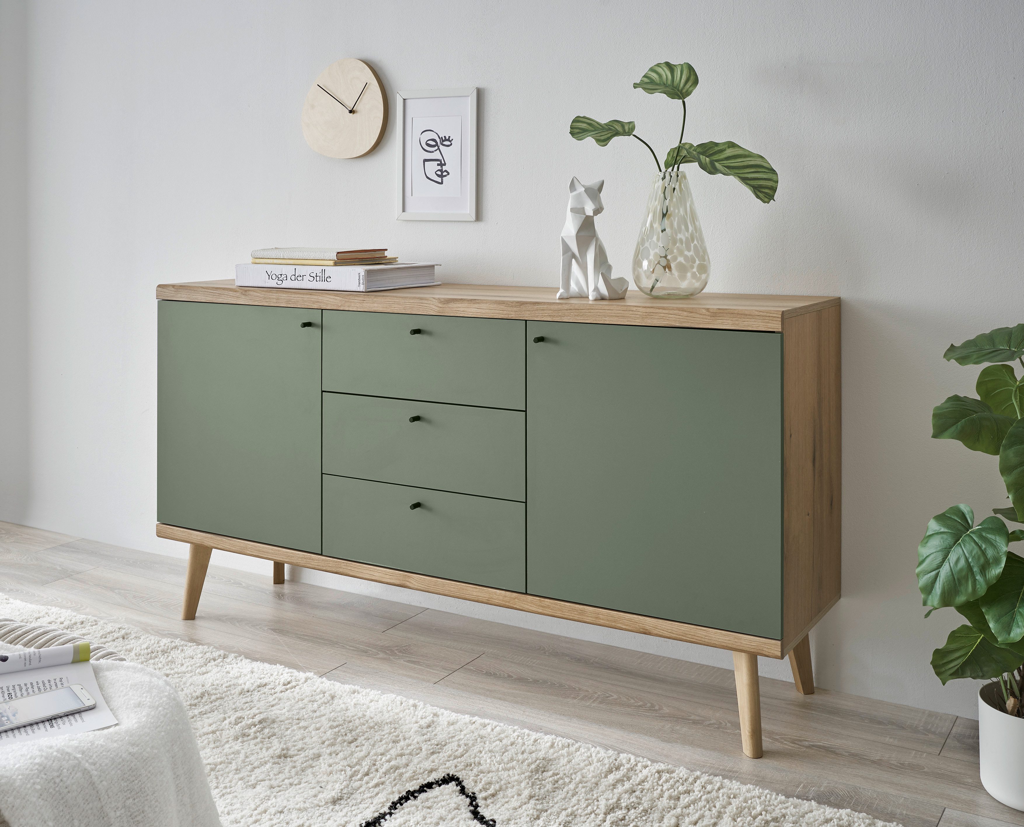 INOSIGN Sideboard "MAVAS" in moderner Trendfarbe, Griffe aus Metall (Schwar günstig online kaufen