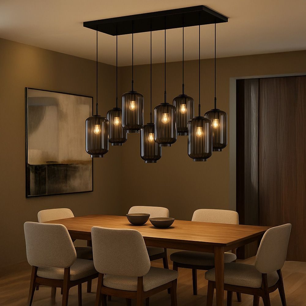 s.luce Pendelleuchte Velo Esstischleuchte 8-flg 160cm 2-reihig Ø 18cm Klar