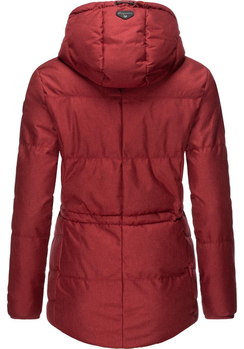 weinrot stylische Anorak Calena mit Gummizug Ragwear Intl. Winterjacke und Kapuze