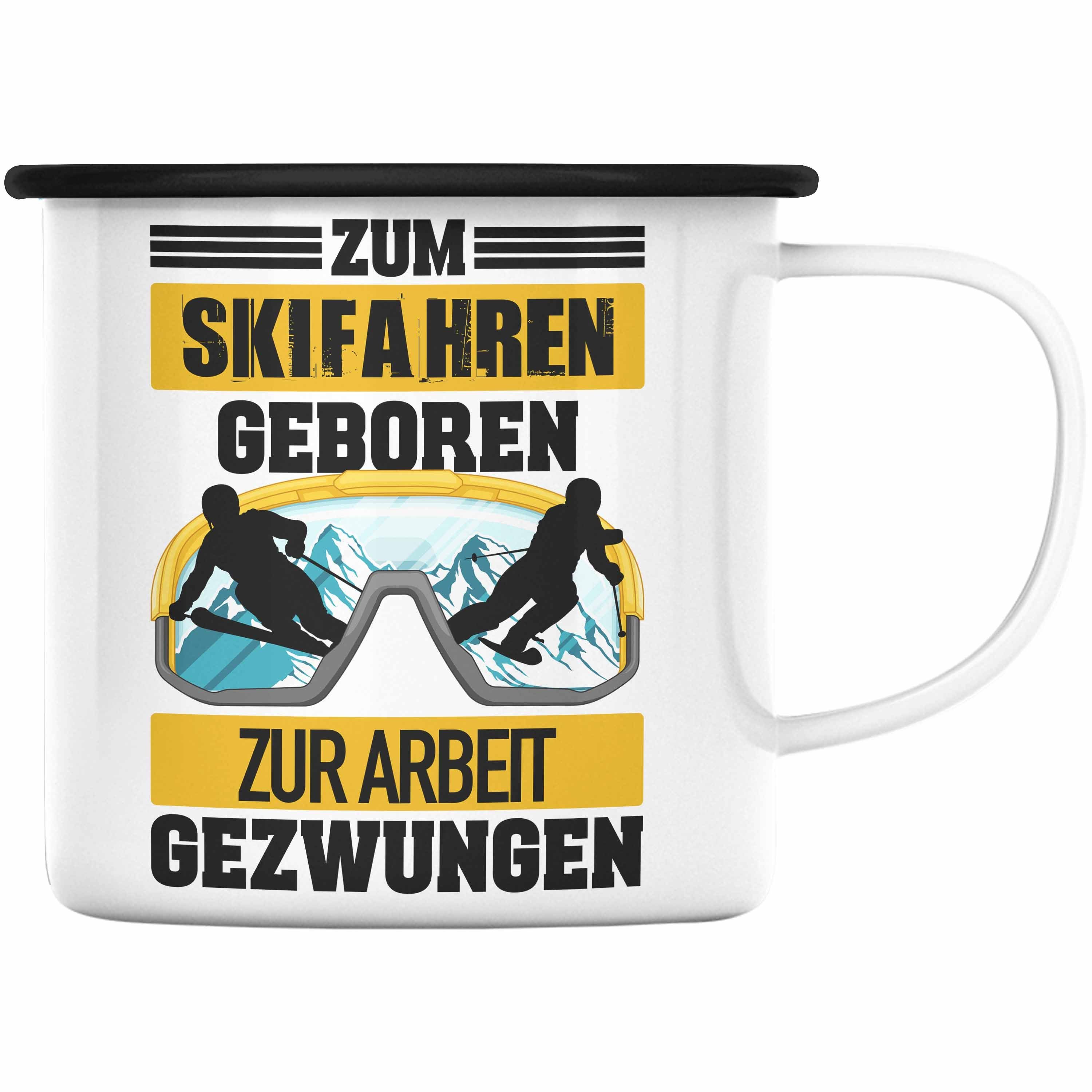 Trendation Thermotasse Trendation Ski Fahren Emaille Tasse Geschenk