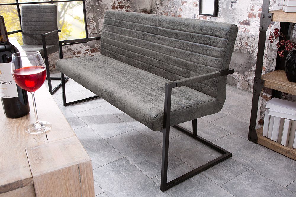 riess-ambiente Sitzbank LOFT 160cm vintage grau, mit Microfaser-Bezug | Sitzbänke