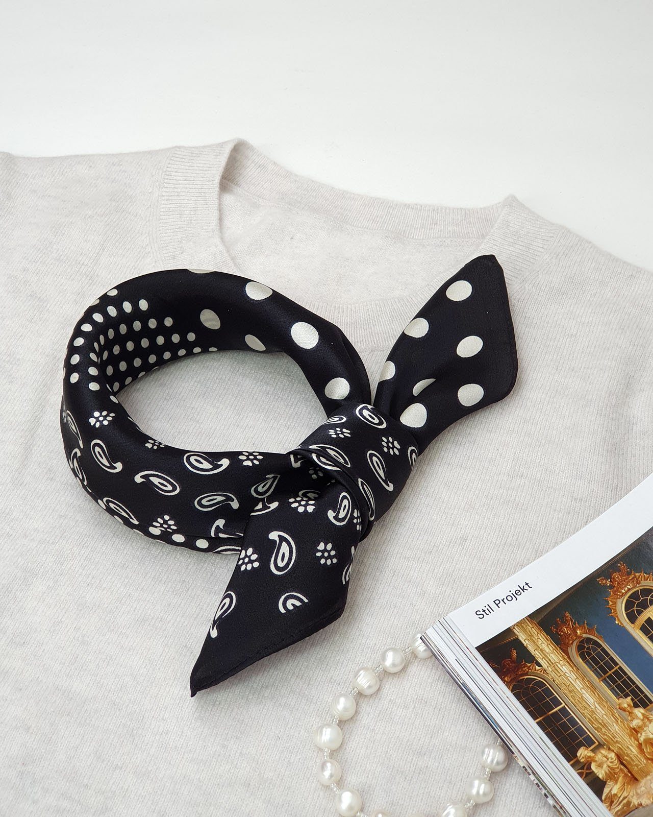 MayTree Seidentuch quadratisch, Punkte + Paisley Mix 53x53cm, Nickituch, Ba günstig online kaufen